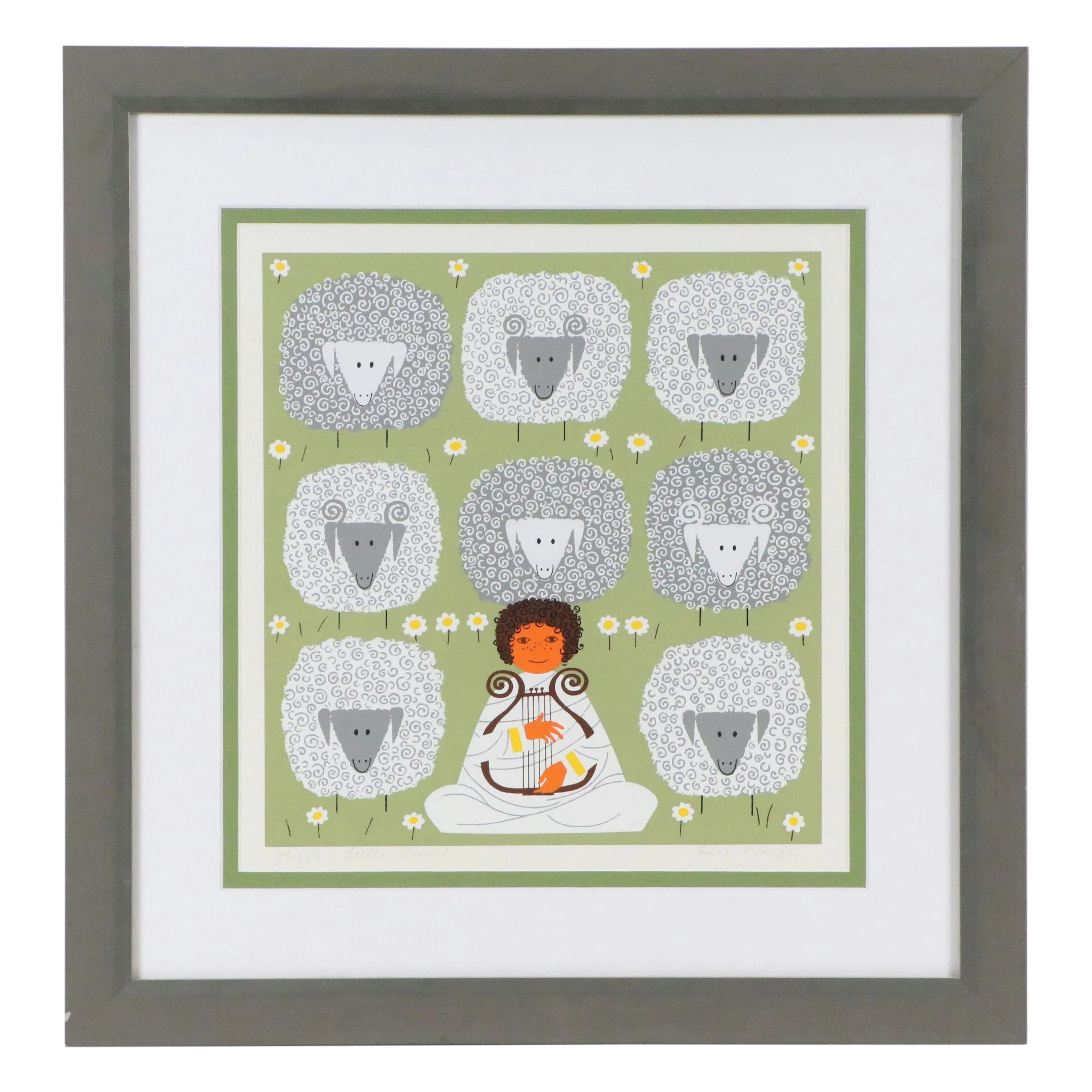 Edie Harper Naive Style Serigraph "Little David"