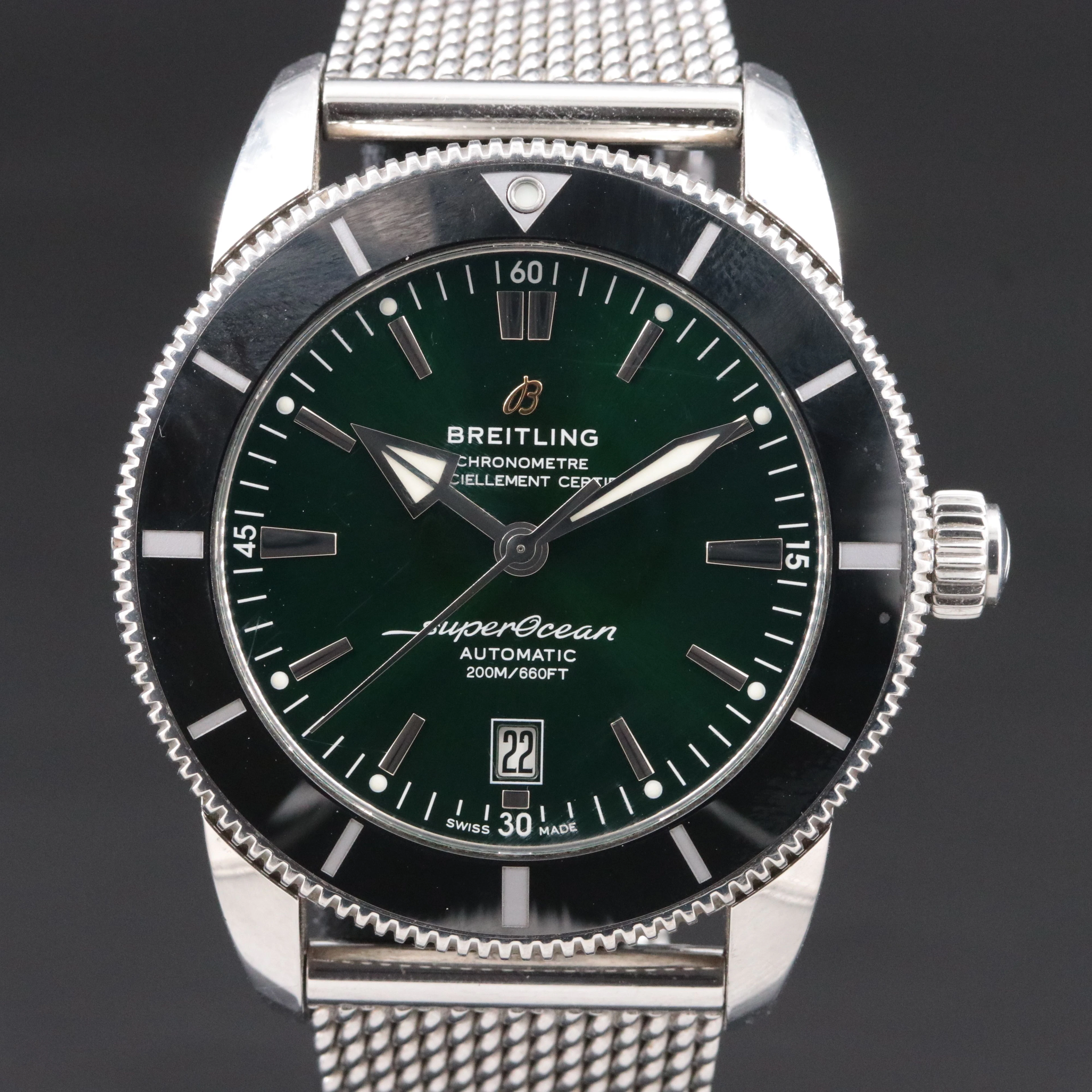 2024 Breitling Superocean Heritage Green Dial Date Steel Watch Model AB2020