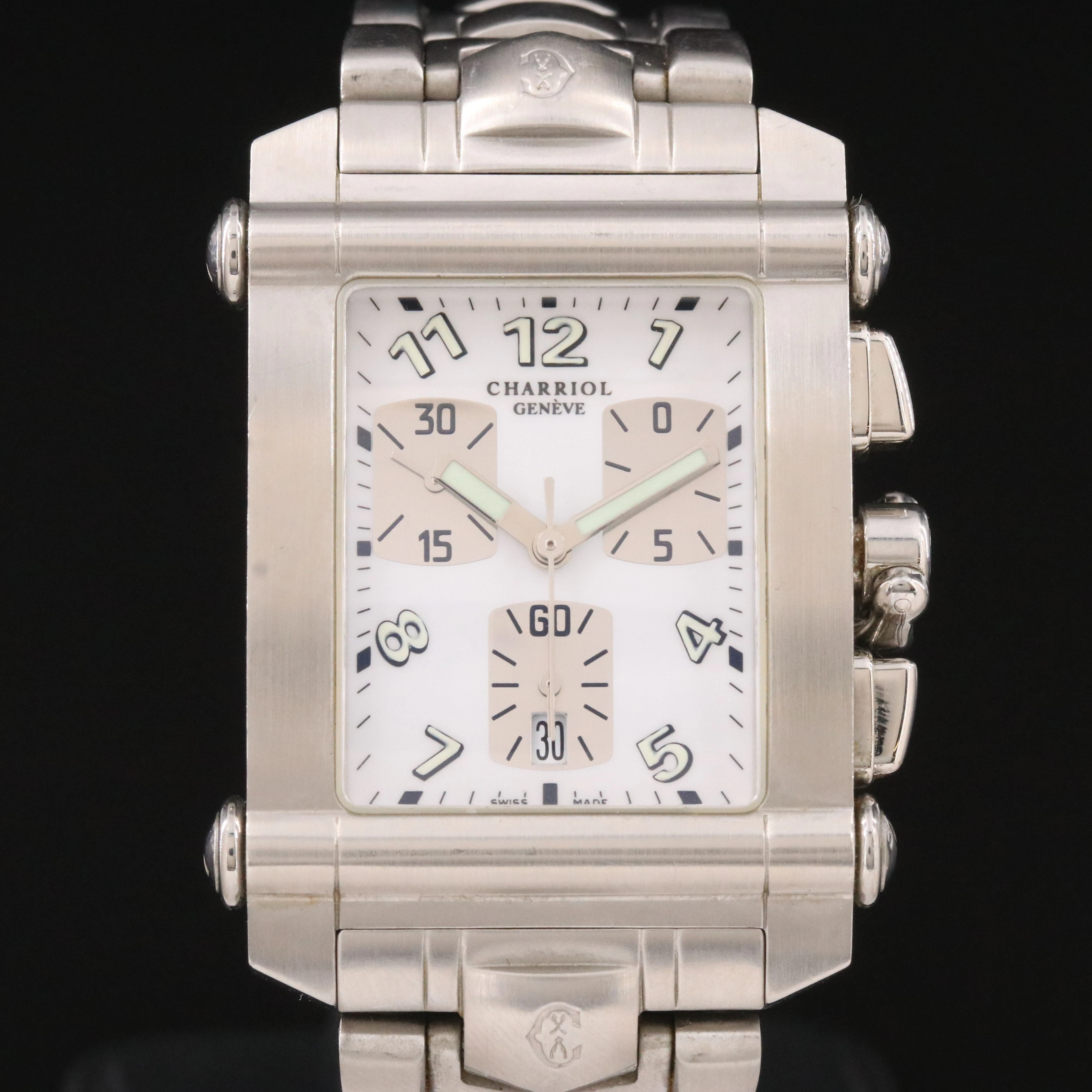 Charriol Columbus Collection Chronograph Stainless Steel Swiss Quartz Watch