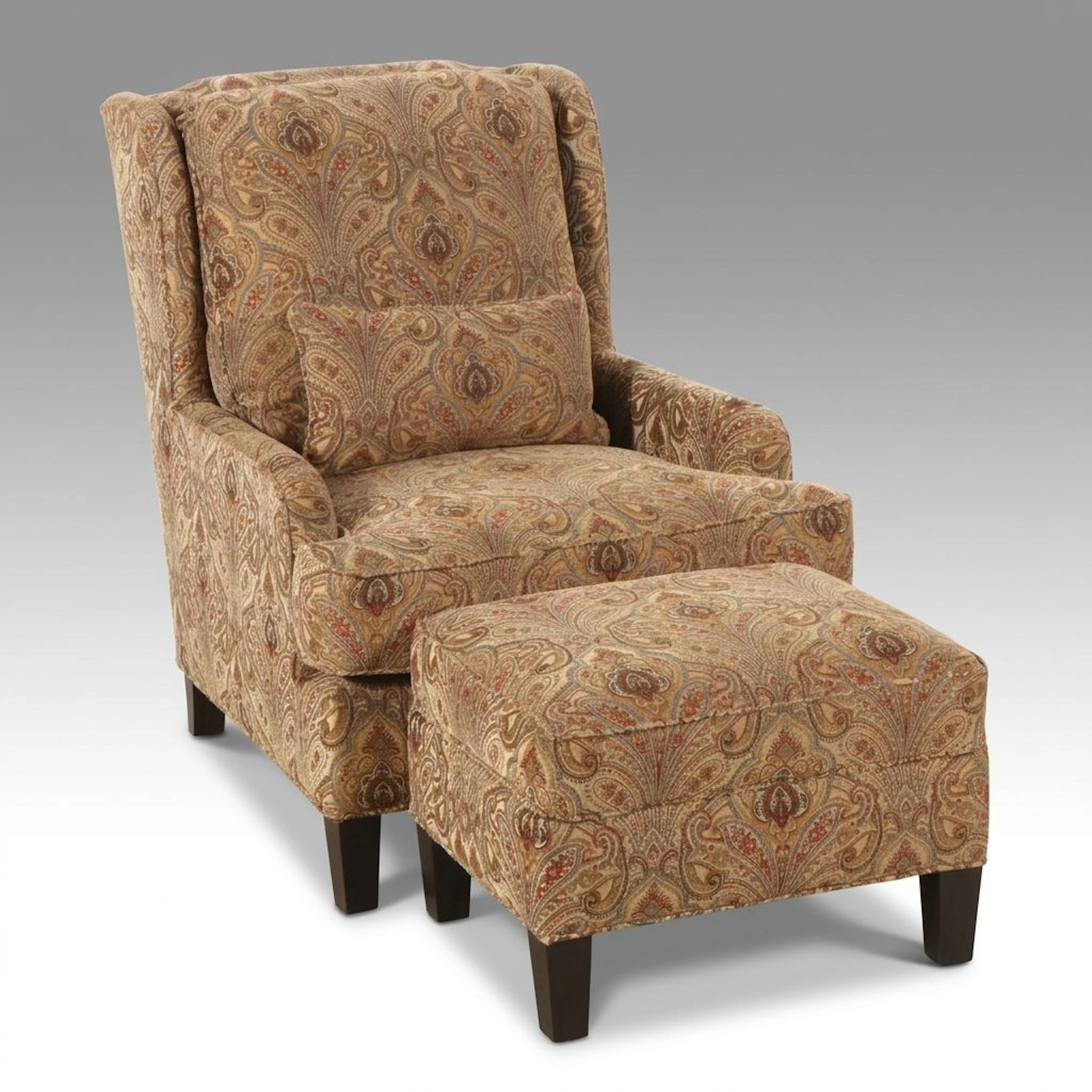 Arhaus Furniture Paisley Upholstered Lounge Chair with Ottoman