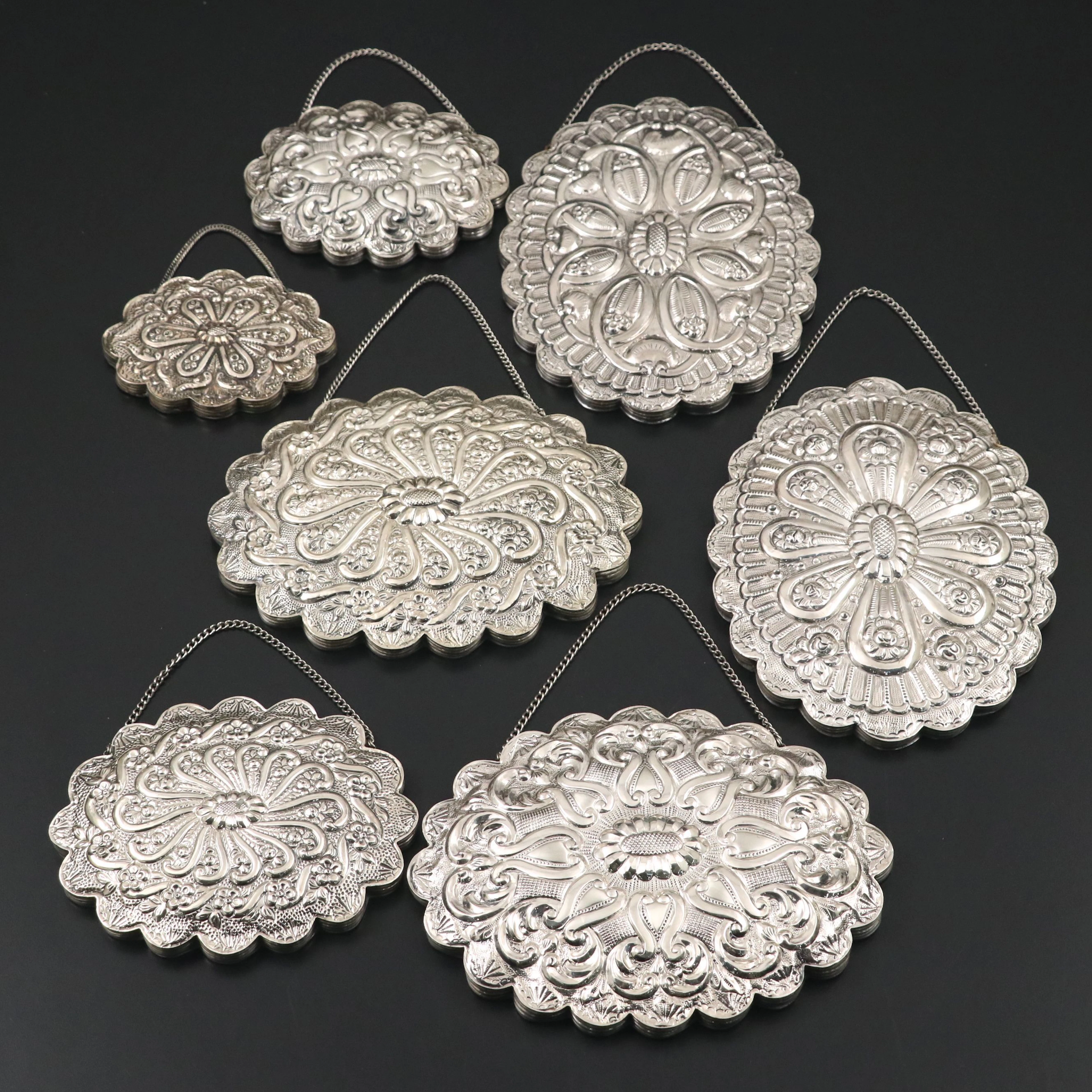Turkish 900 Silver Embossed "Wedding" Mirrors