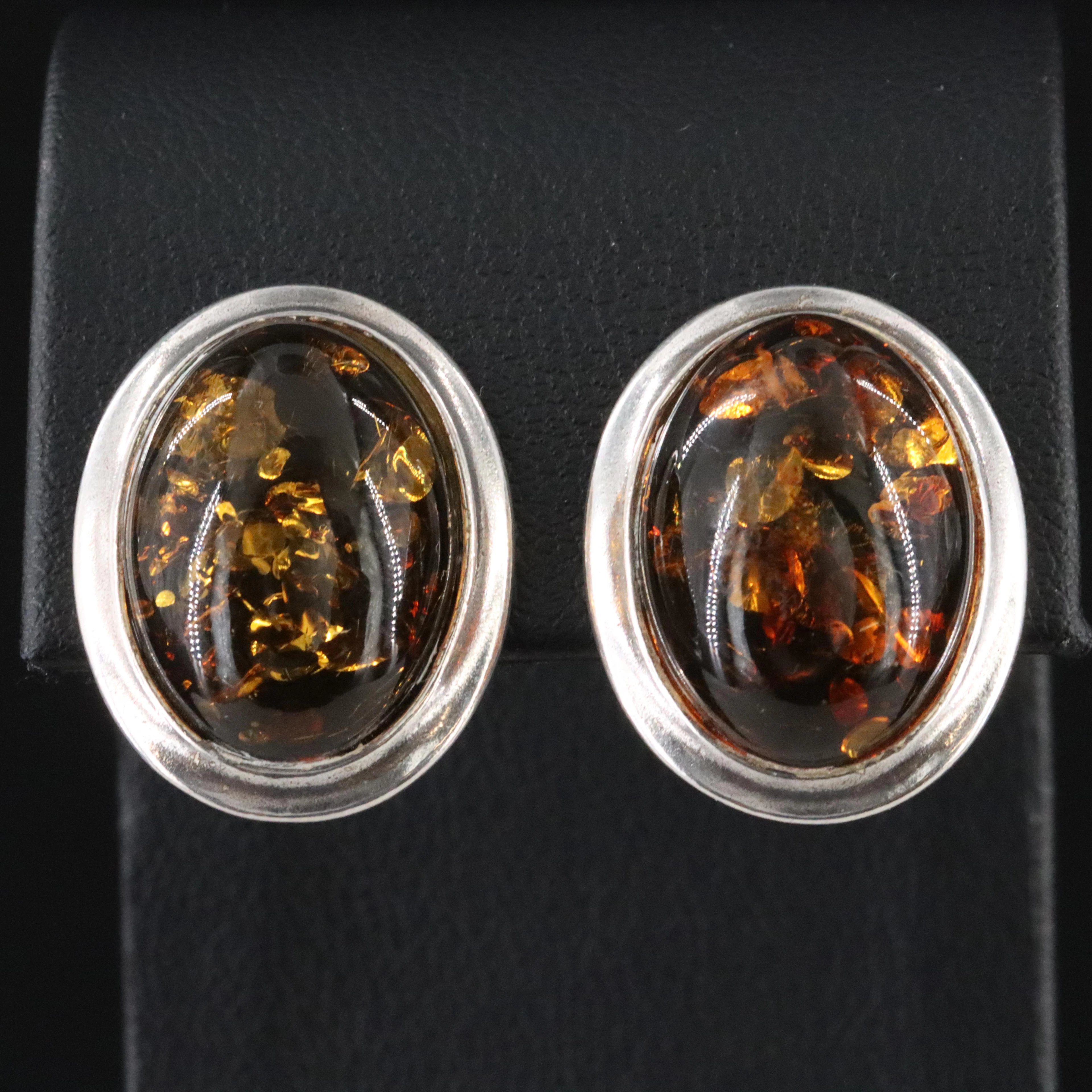 Sterling Amber Earrings
