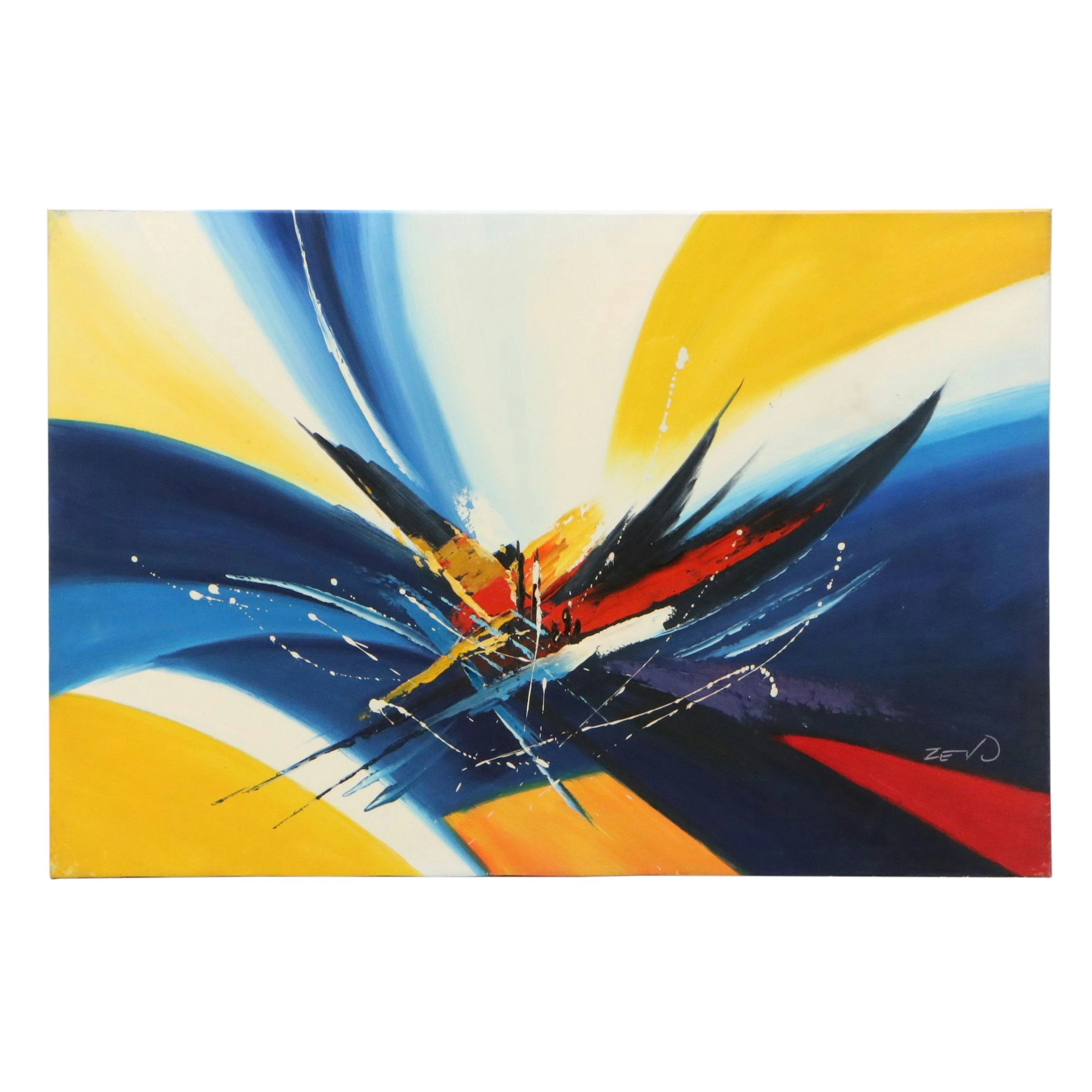 Abstract Expressionist Acrylic Painting, 21st Century