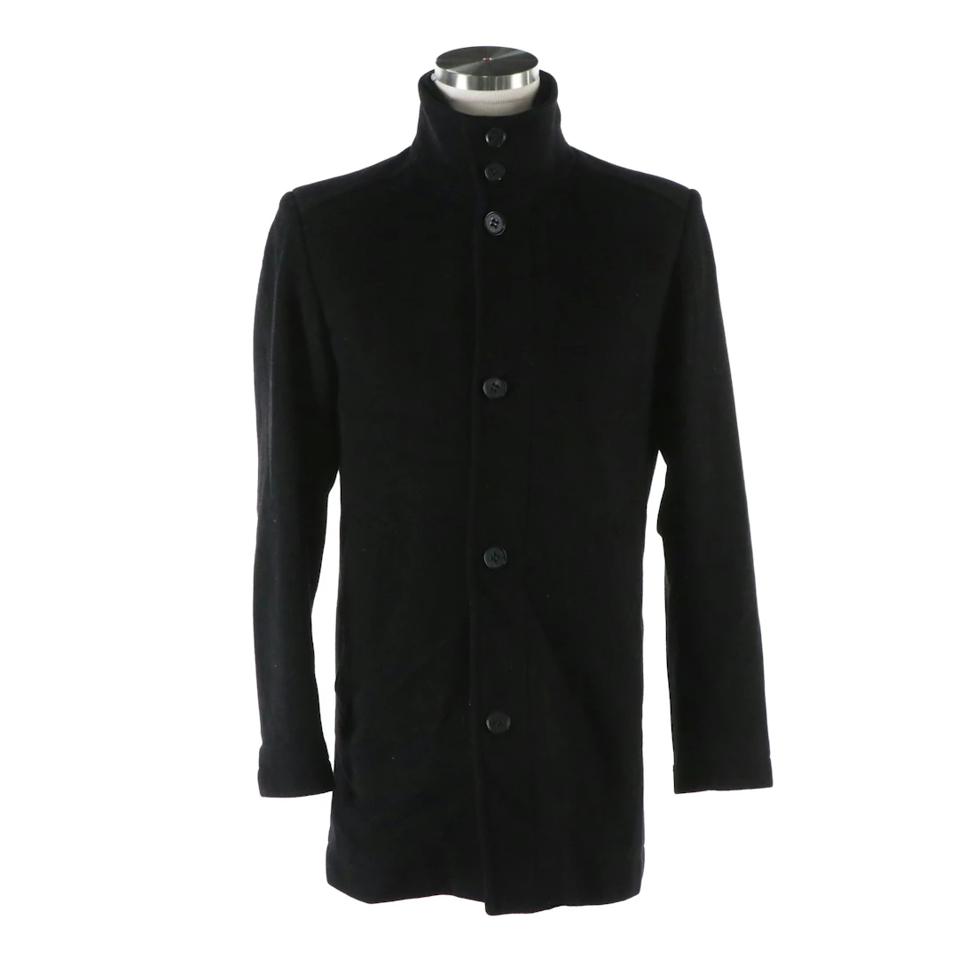 Men's Jared Lang Wool/Cashmere Dual Front Coat with Inner Zip Ribbed Collar Bib