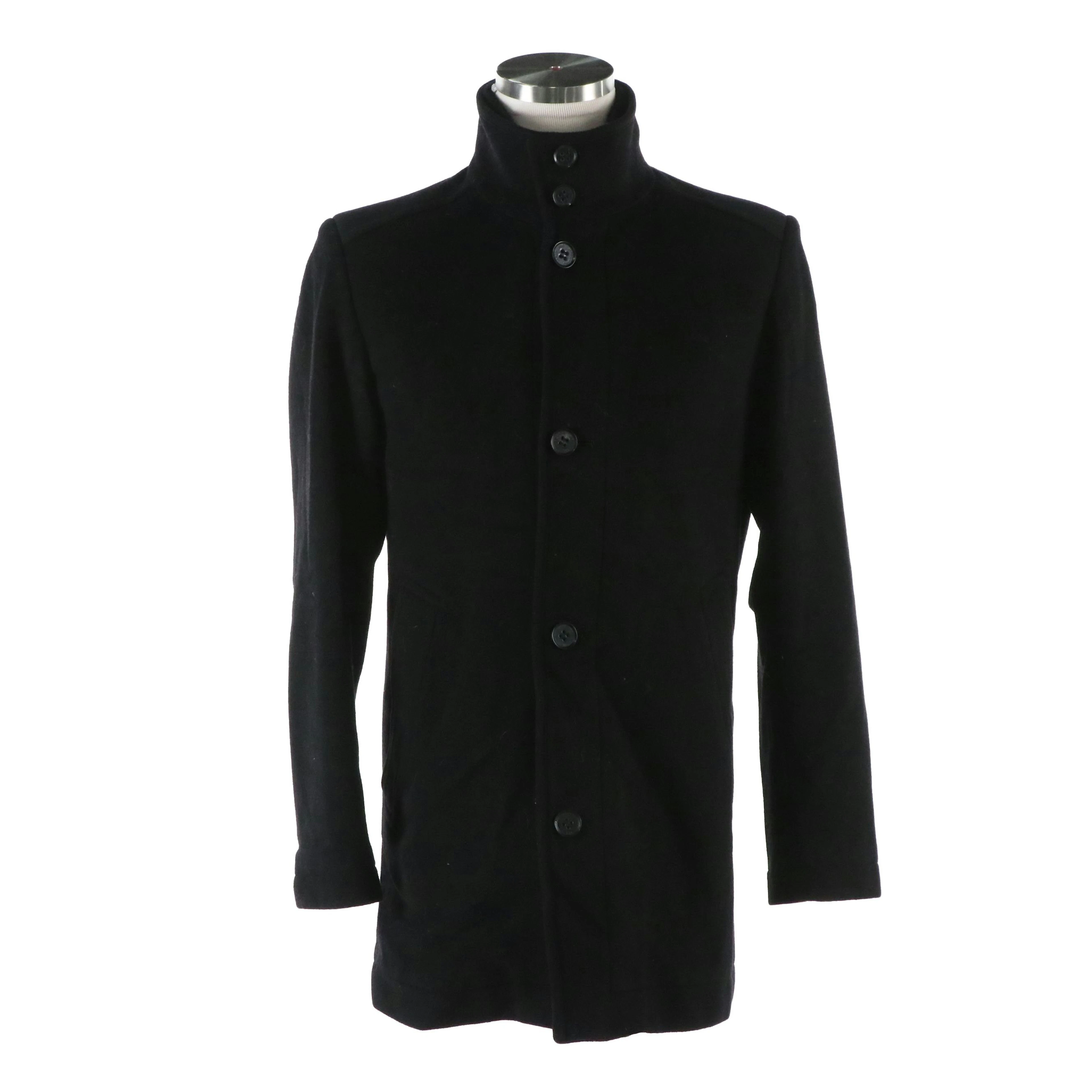 Men's Jared Lang Wool/Cashmere Dual Front Coat with Inner Zip Ribbed Collar Bib
