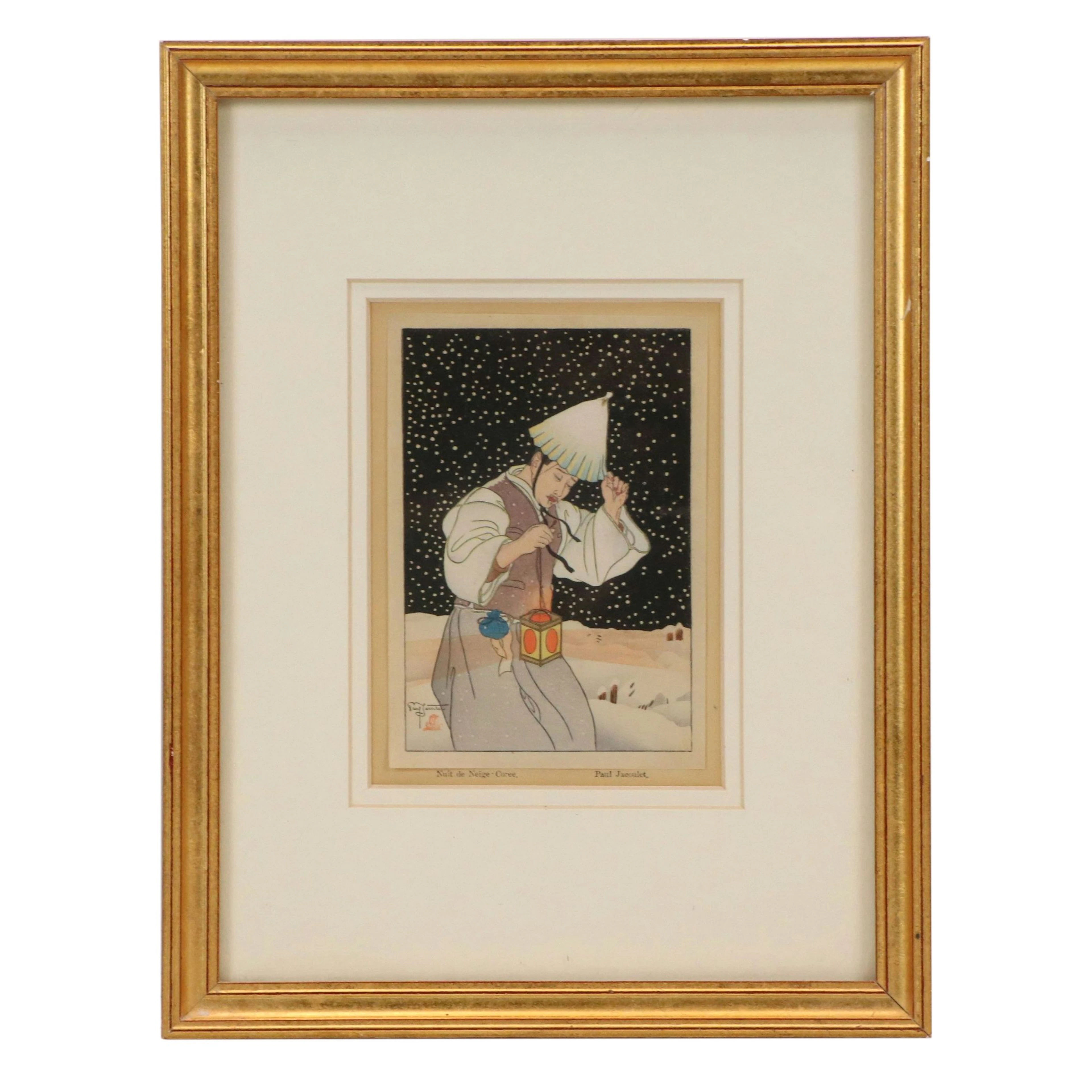 Woodblock After Paul Jacoulet "Nuit de Neige," 20th Century