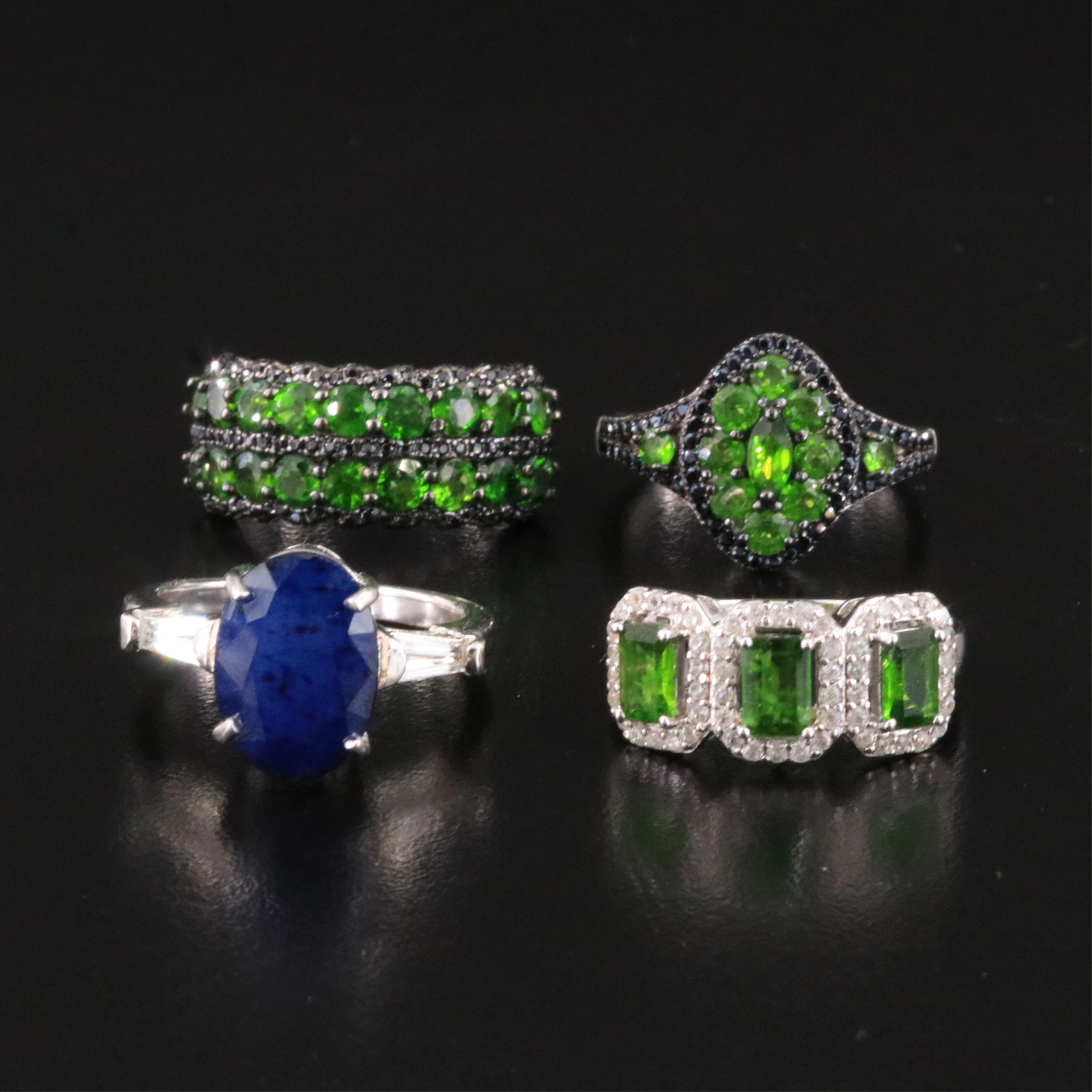 Sterling Rings Featuring Chrome Diopside