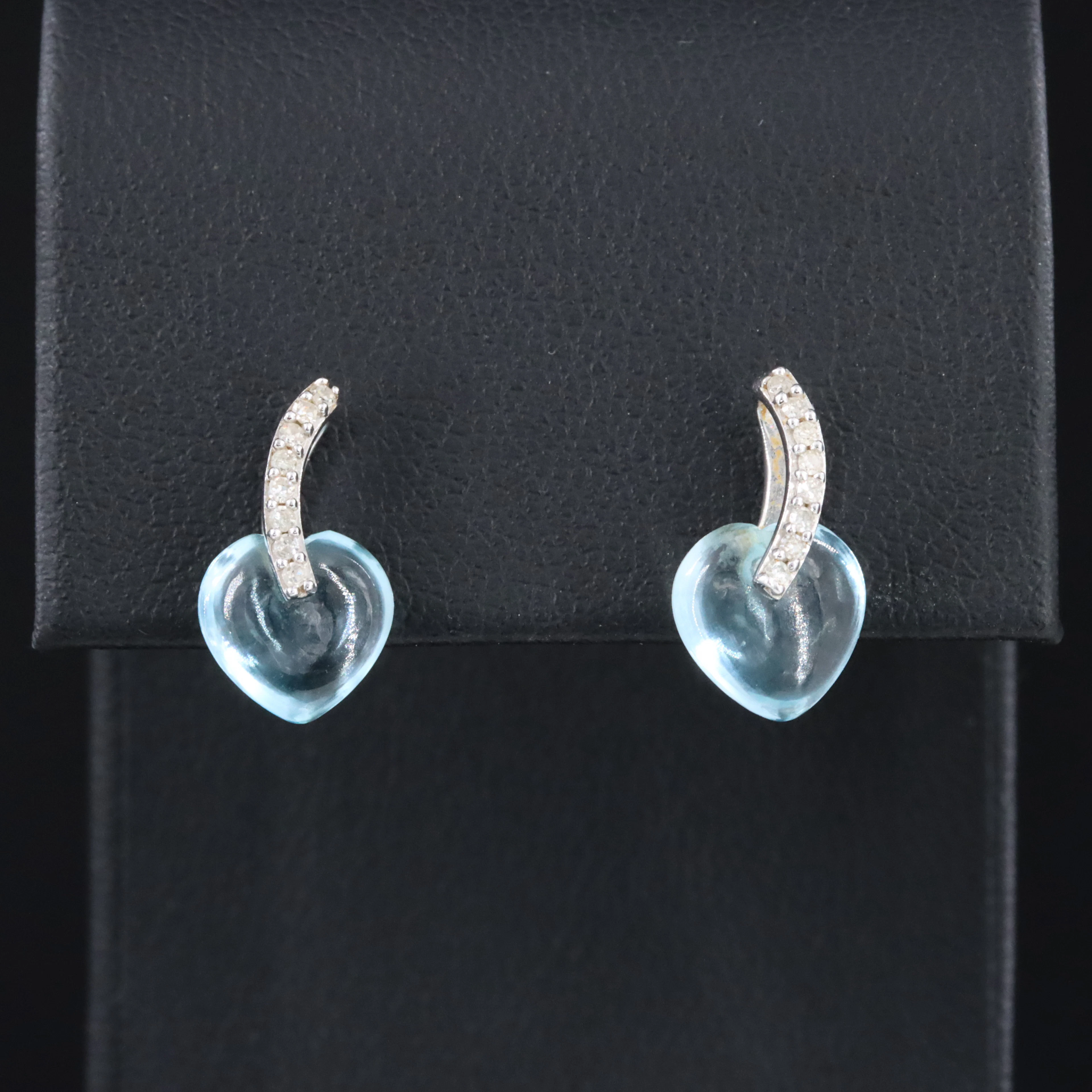 10K Topaz and Diamond Heart Earrings
