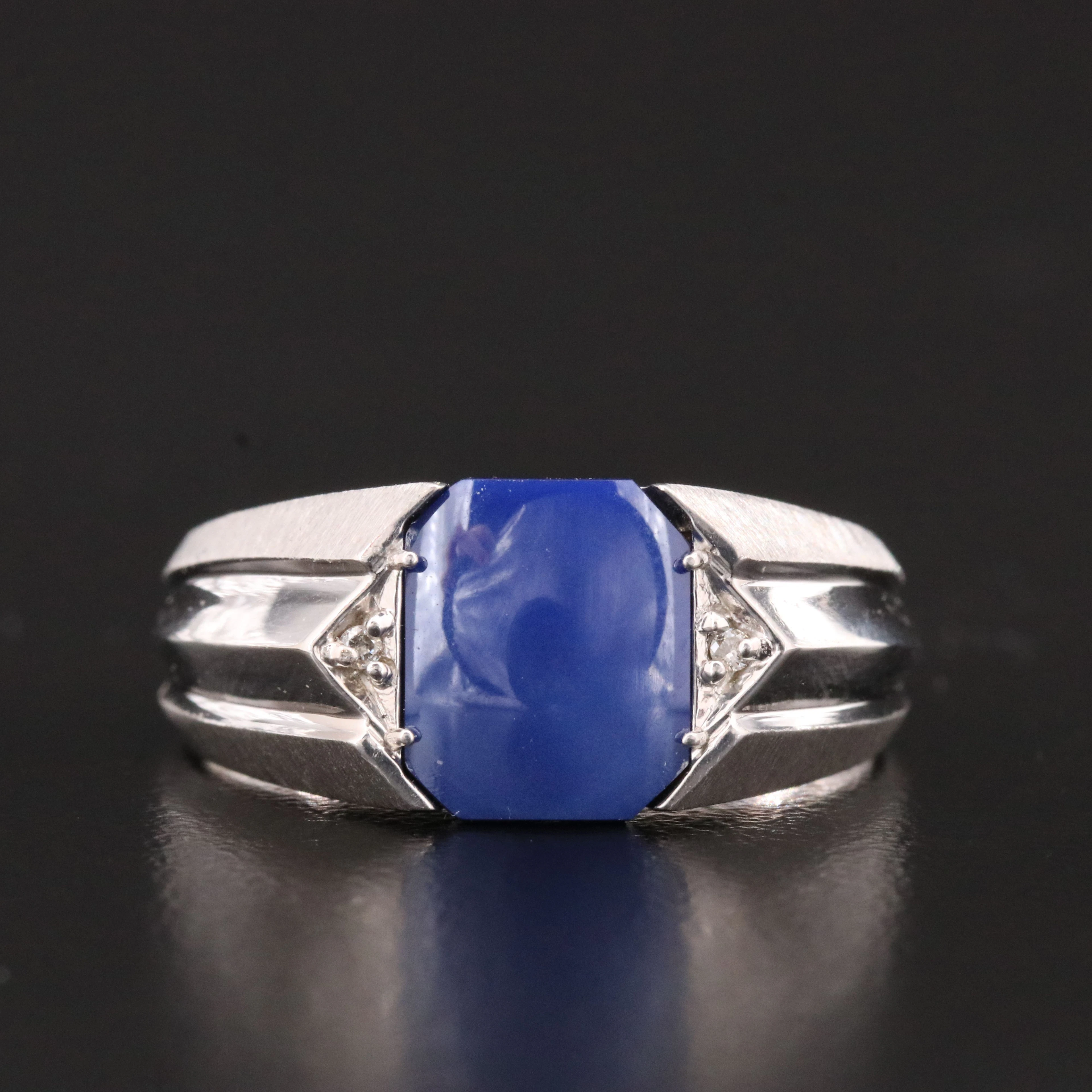 10K Star Sapphire and Diamond Ring