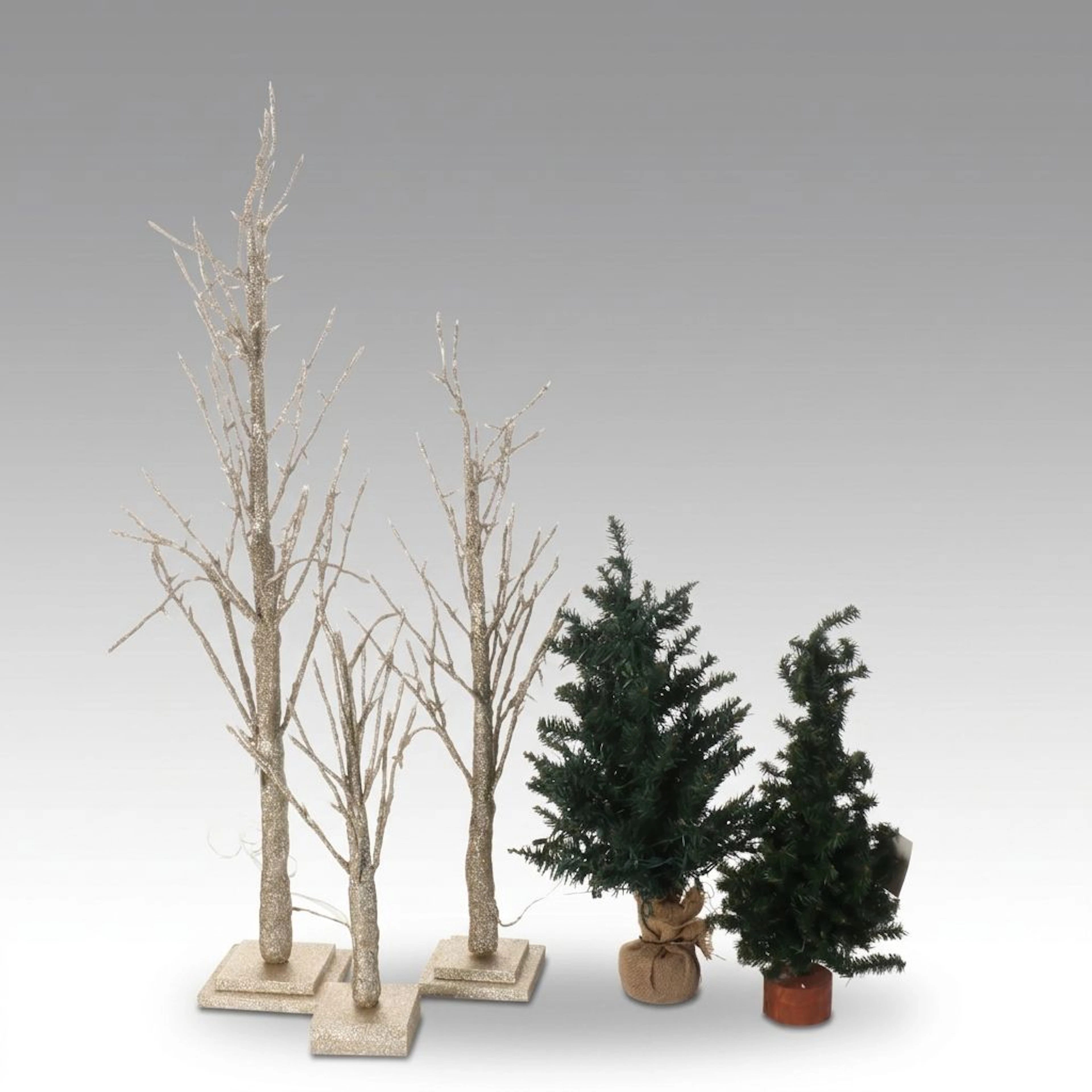 Midwest Gift Illuminating Glitter Trees with Other Faux Christmas Trees