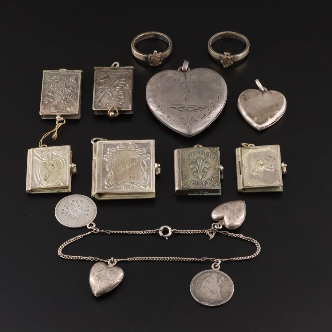 Victorian Love Tokens & Art Nouveau Souvenir Pendants Featured in Jewelry