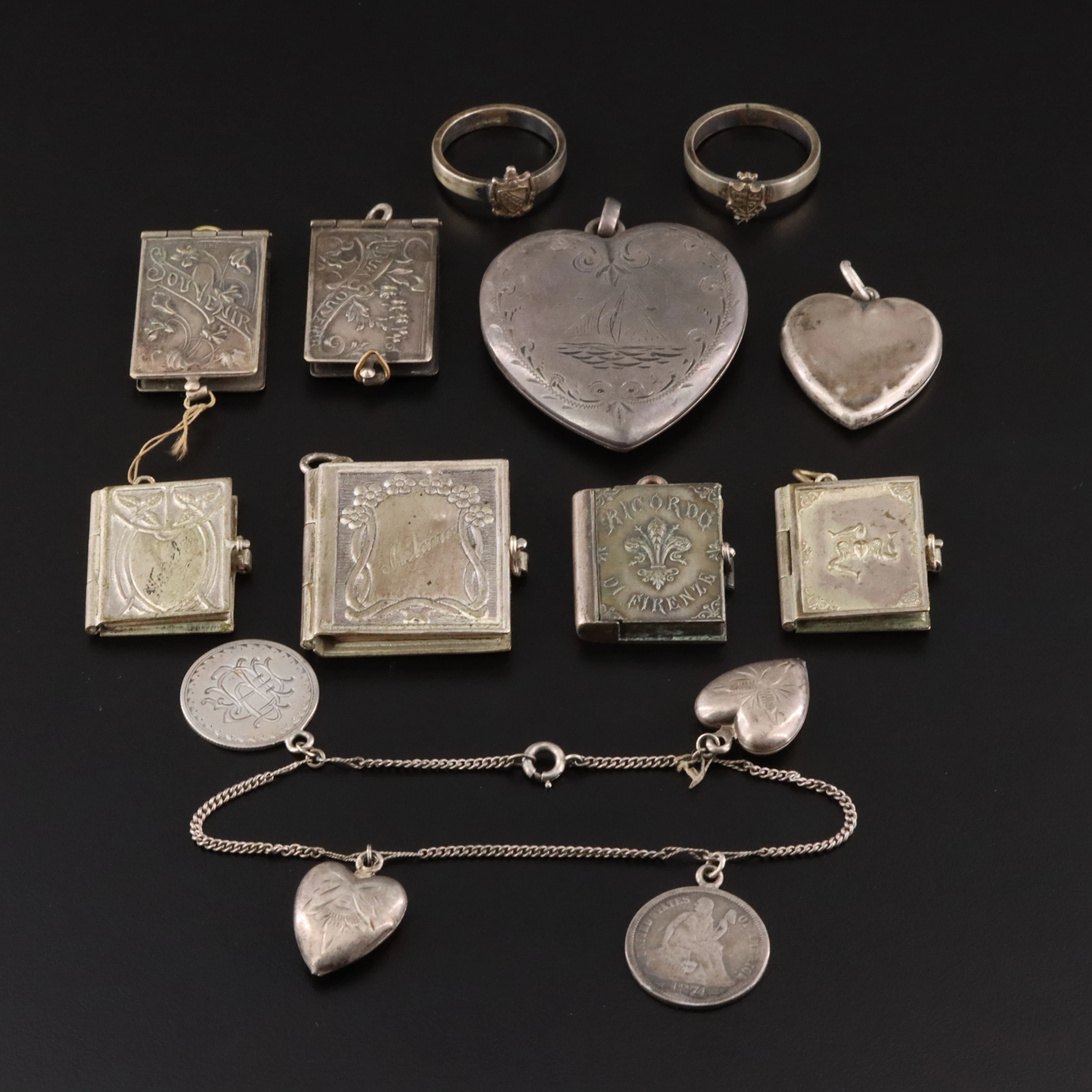Victorian Love Tokens & Art Nouveau Souvenir Pendants Featured in Jewelry
