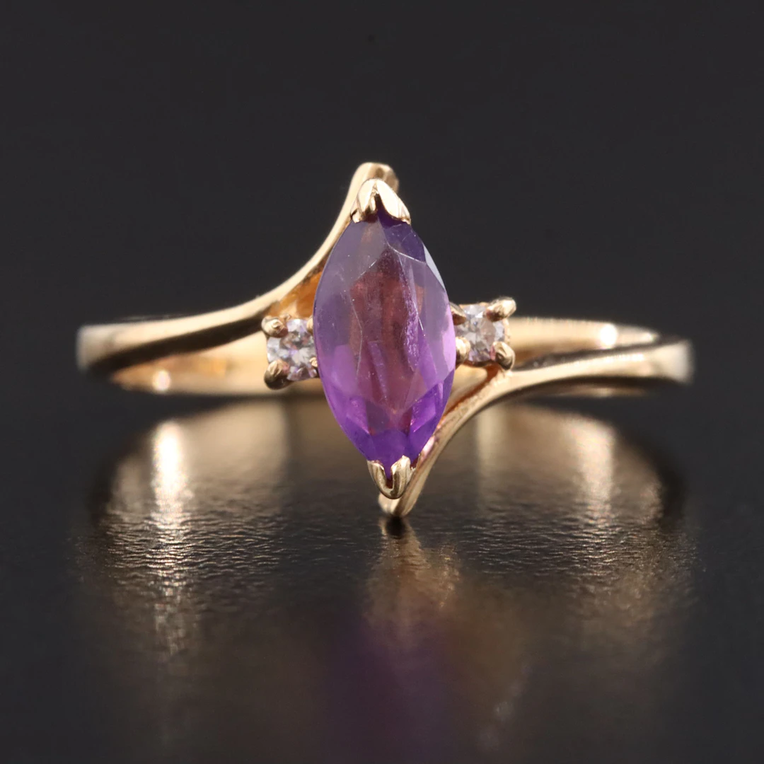 14K Amethyst with Diamond Accent Ring