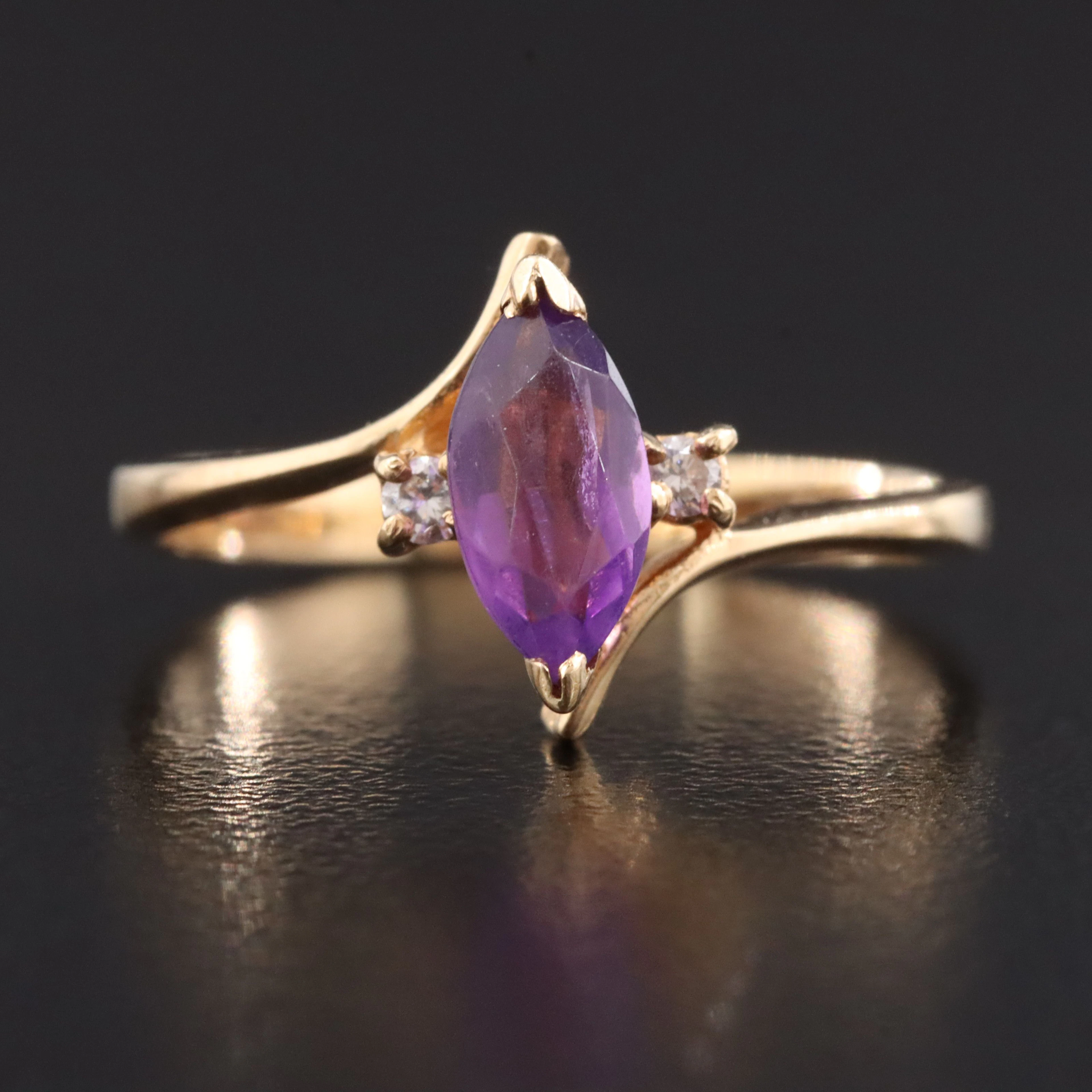 14K Amethyst with Diamond Accent Ring