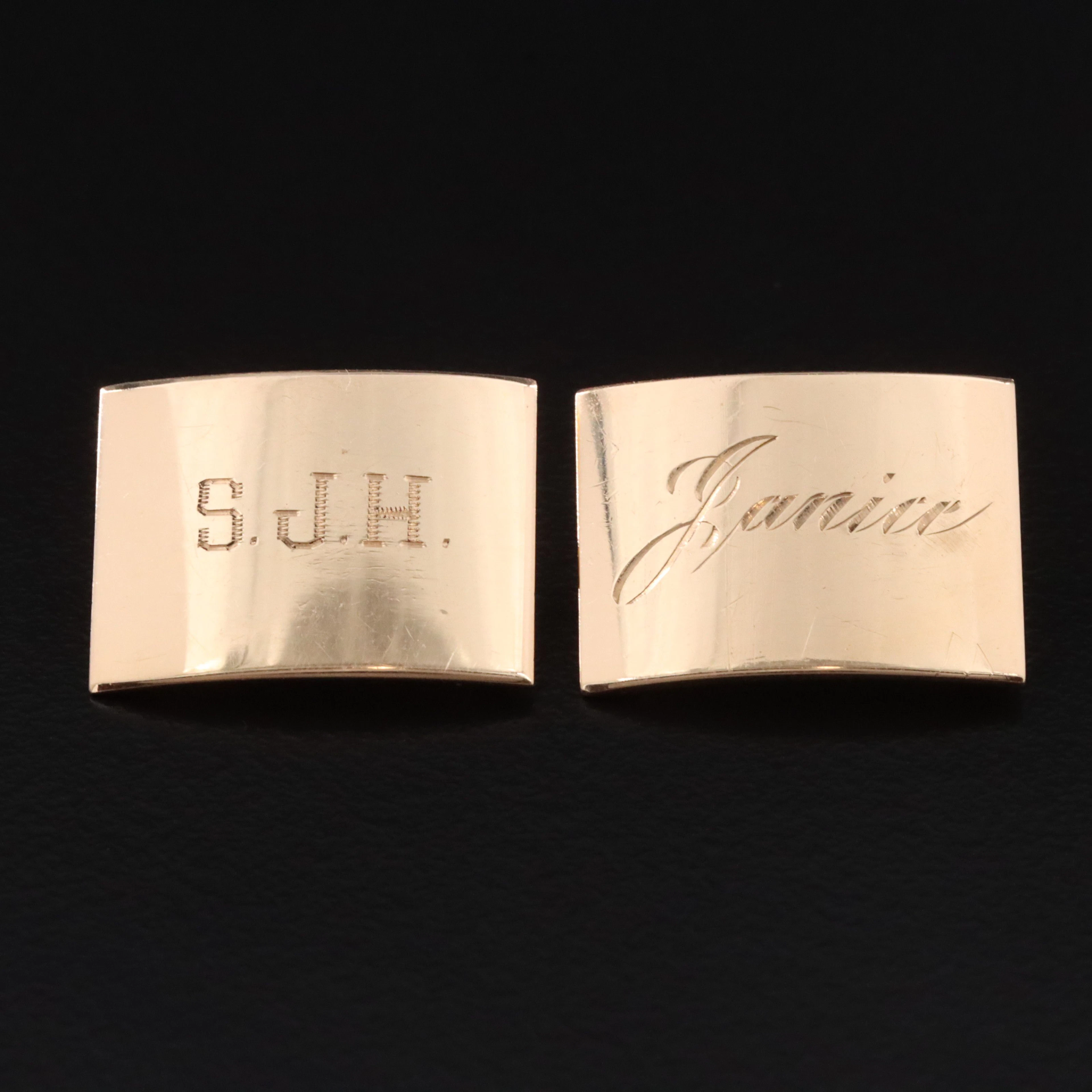 Antique Keller Jewelry 10K Personalized Bar Pins