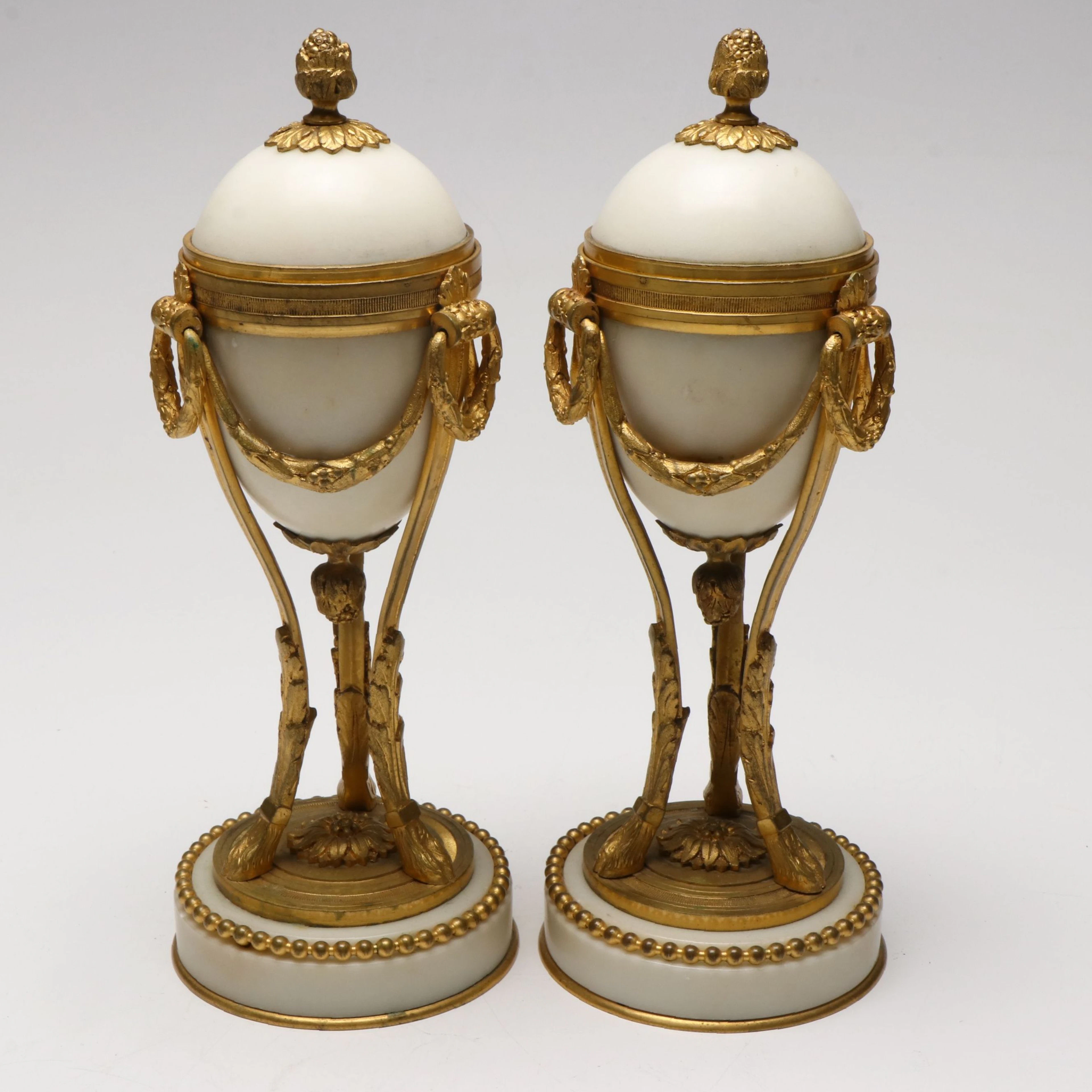 Antique French Ormolu Mounted Marble Cassolettes, 19th Century