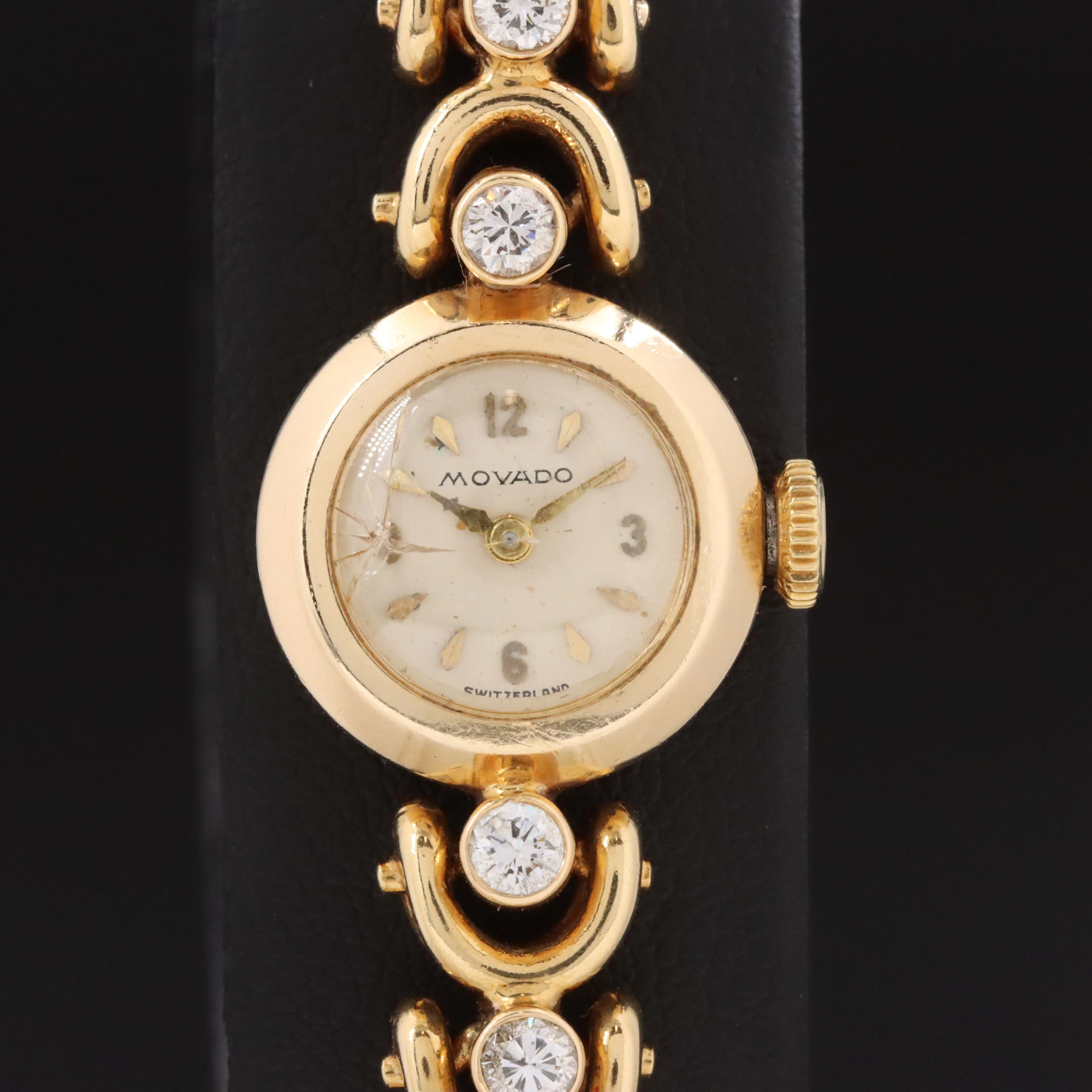 Vintage 14K Movado Manual Wind Watch with 18K 2.25 CTW Diamond Band