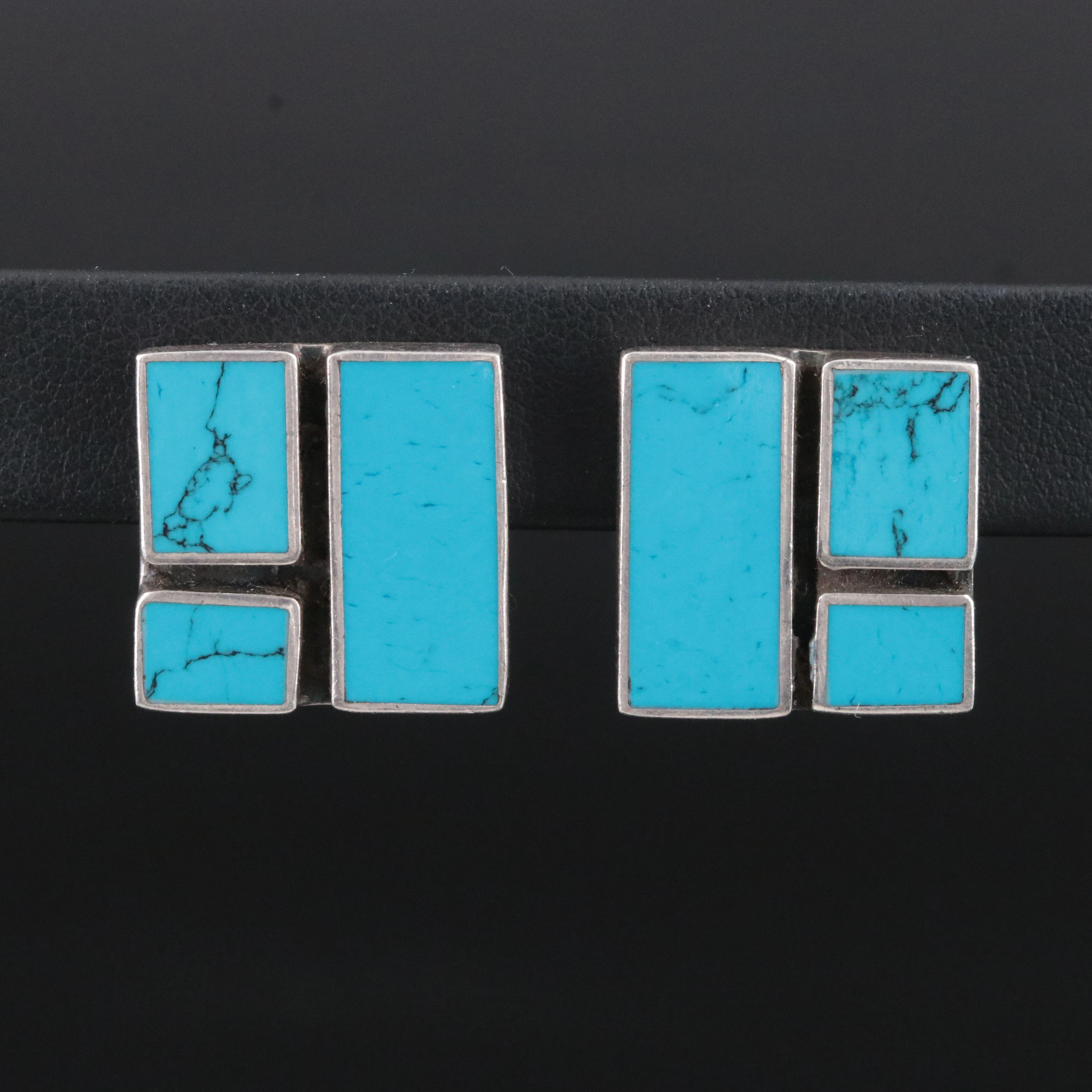 Mexican Sterling Howlite Inlay Earrings