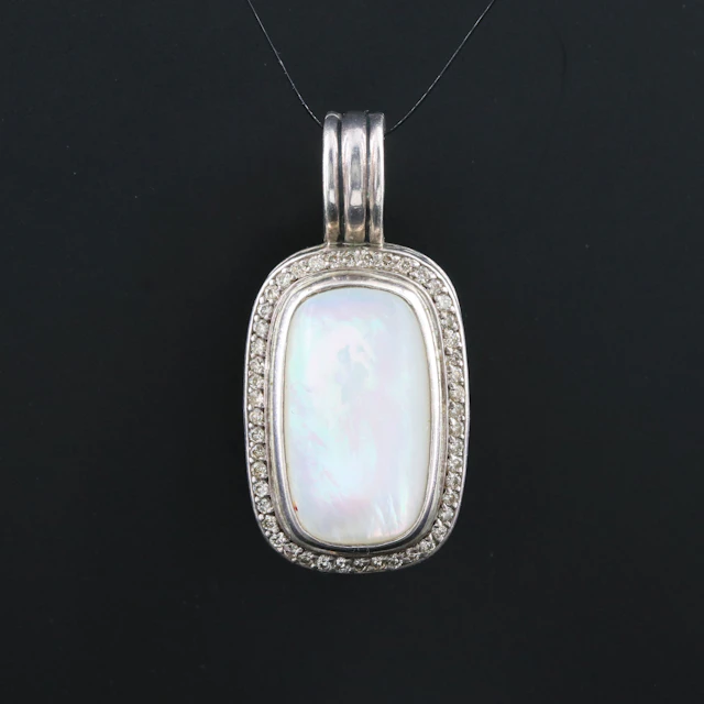 David Yurman Albion Sterling Mother-of-Pearl and Diamond Enhancer Pendant