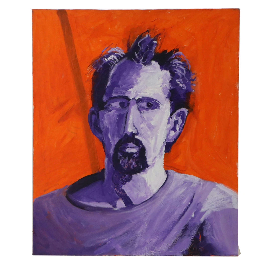 Impressionistic Acrylic Portrait of Man, 21st Century