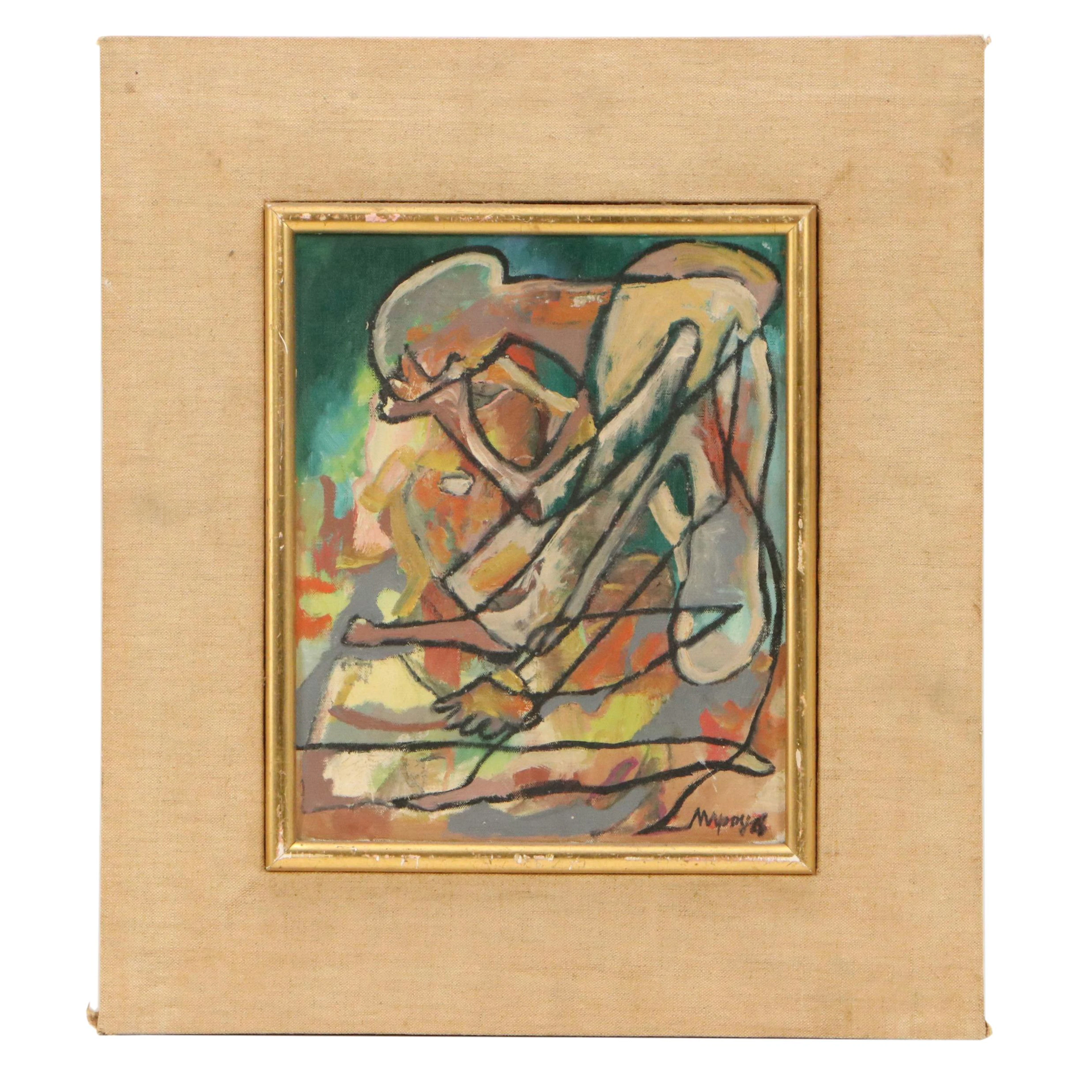 Abstract Oil Painting "Caja de Carton," 1968