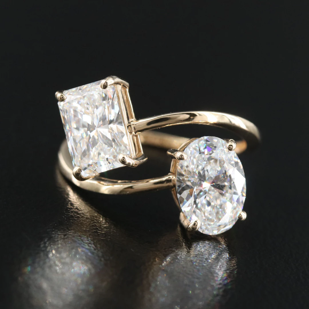 14K 3.15 CTW Lab Grown Diamond Bypass Ring with IGI Reports