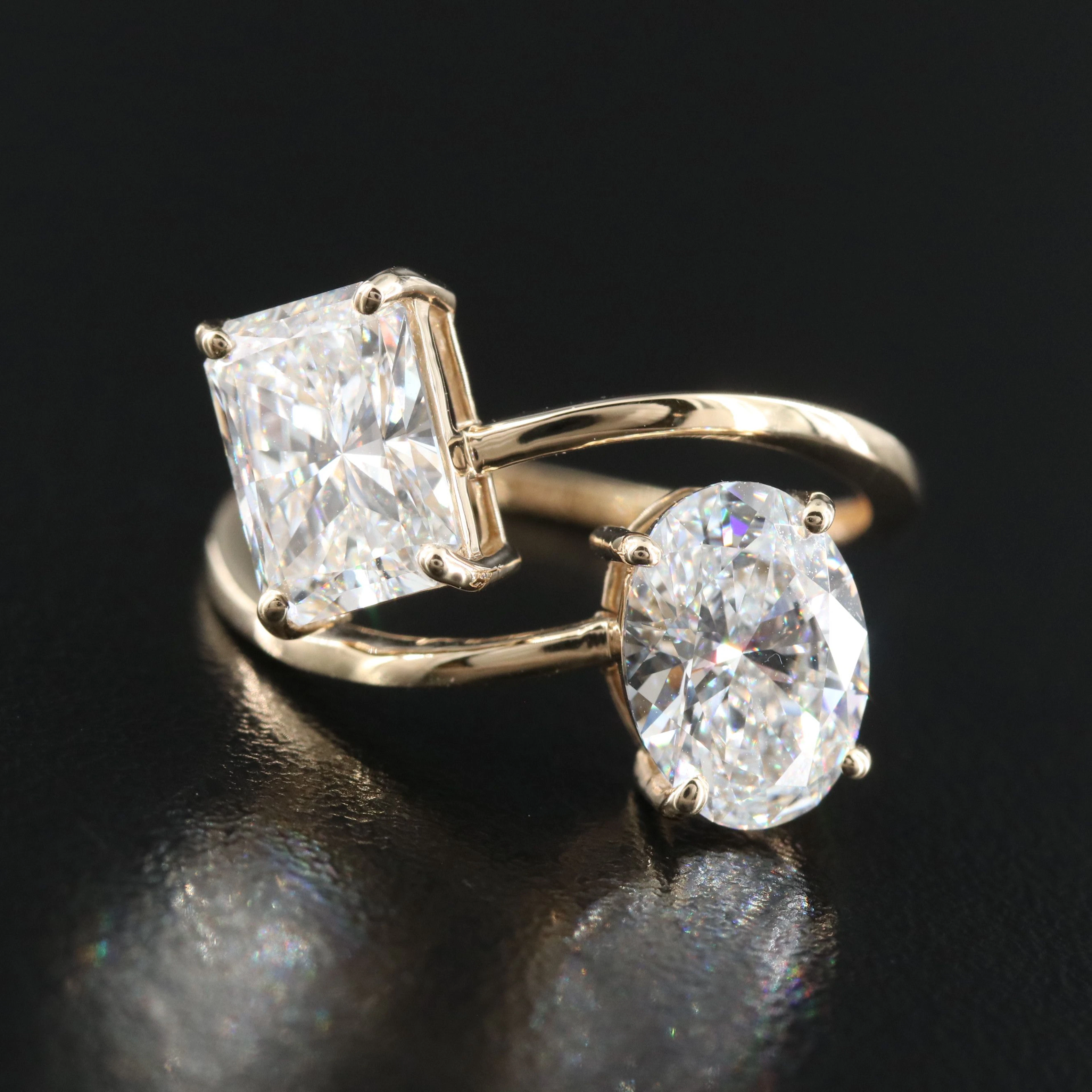 14K 3.15 CTW Lab Grown Diamond Bypass Ring with IGI Reports