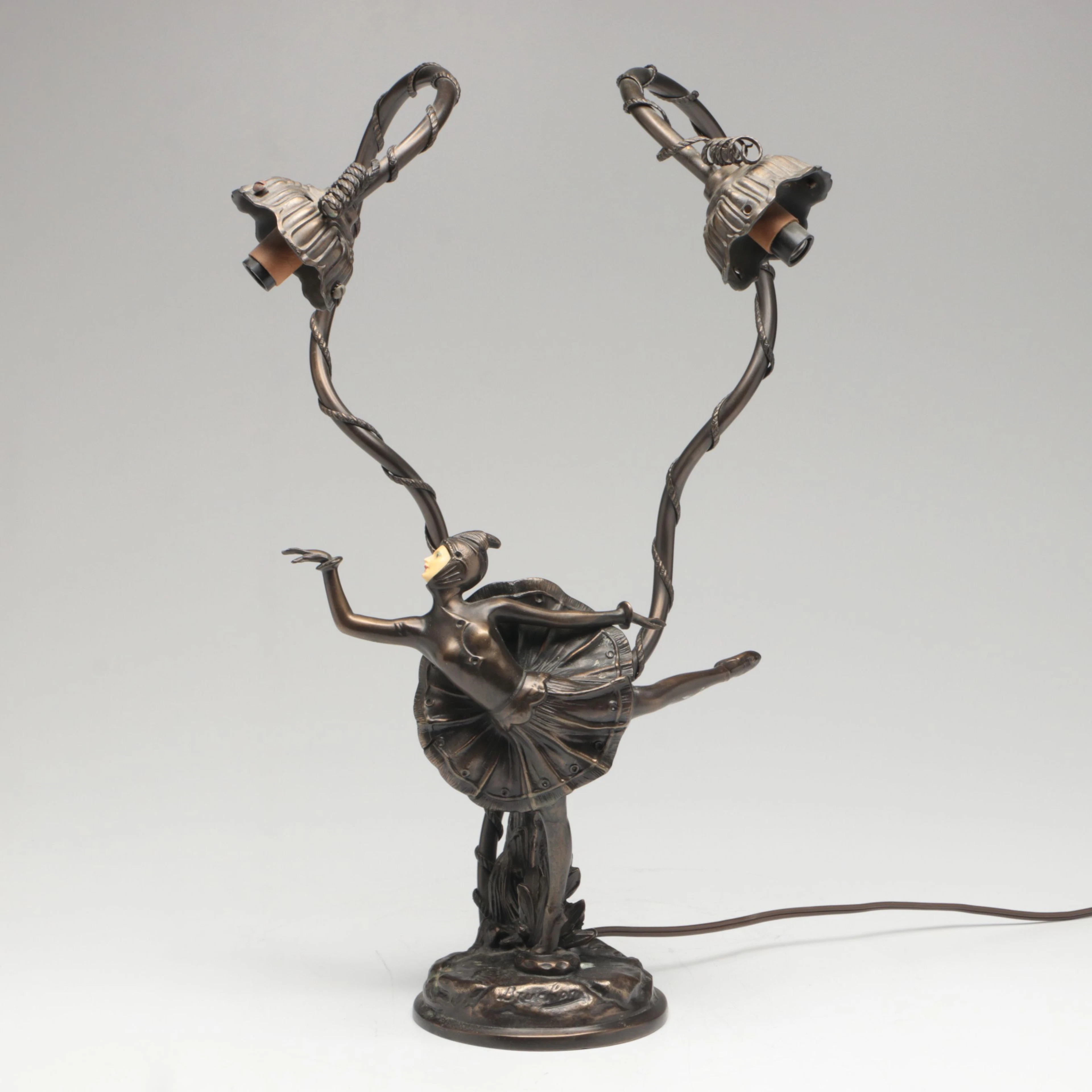 Art Deco Gerdago Style Ballet Dancer Double Armature Lamp