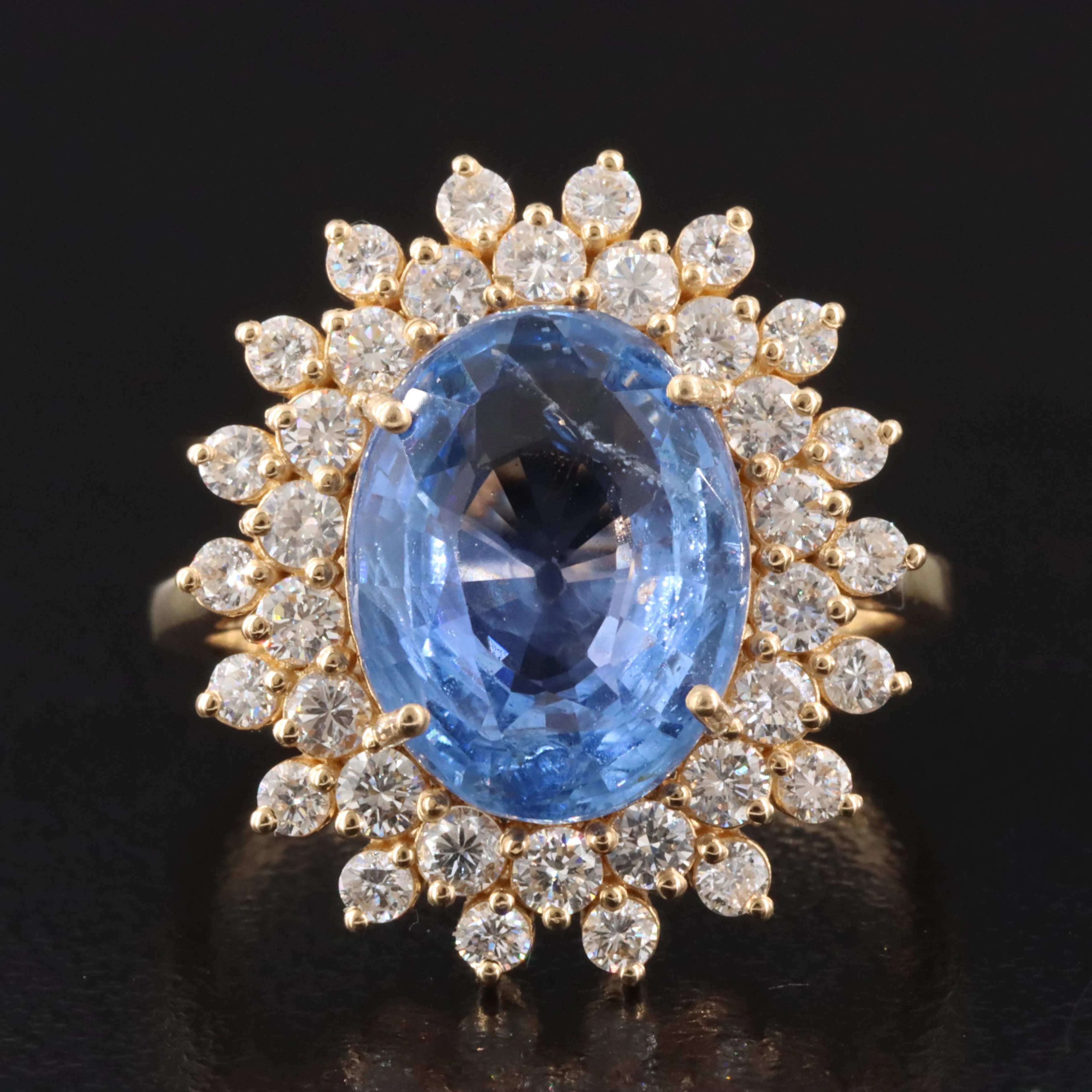 18K 6.27 CT No Heat Burmese Sapphire and Diamond Ring with GIA Report