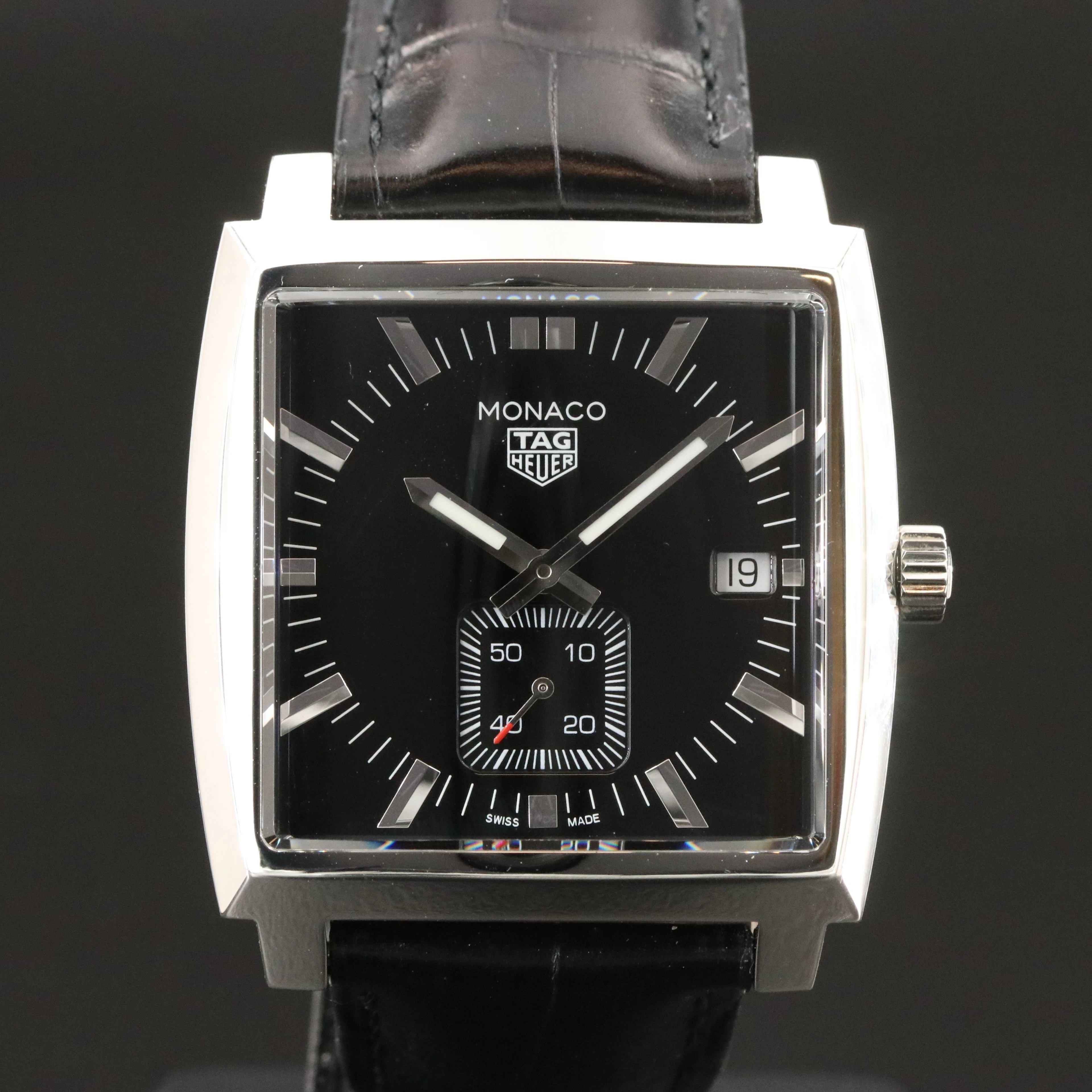TAG Heuer Monaco Steel 37mm Black Steel Watch Model # WAW131A
