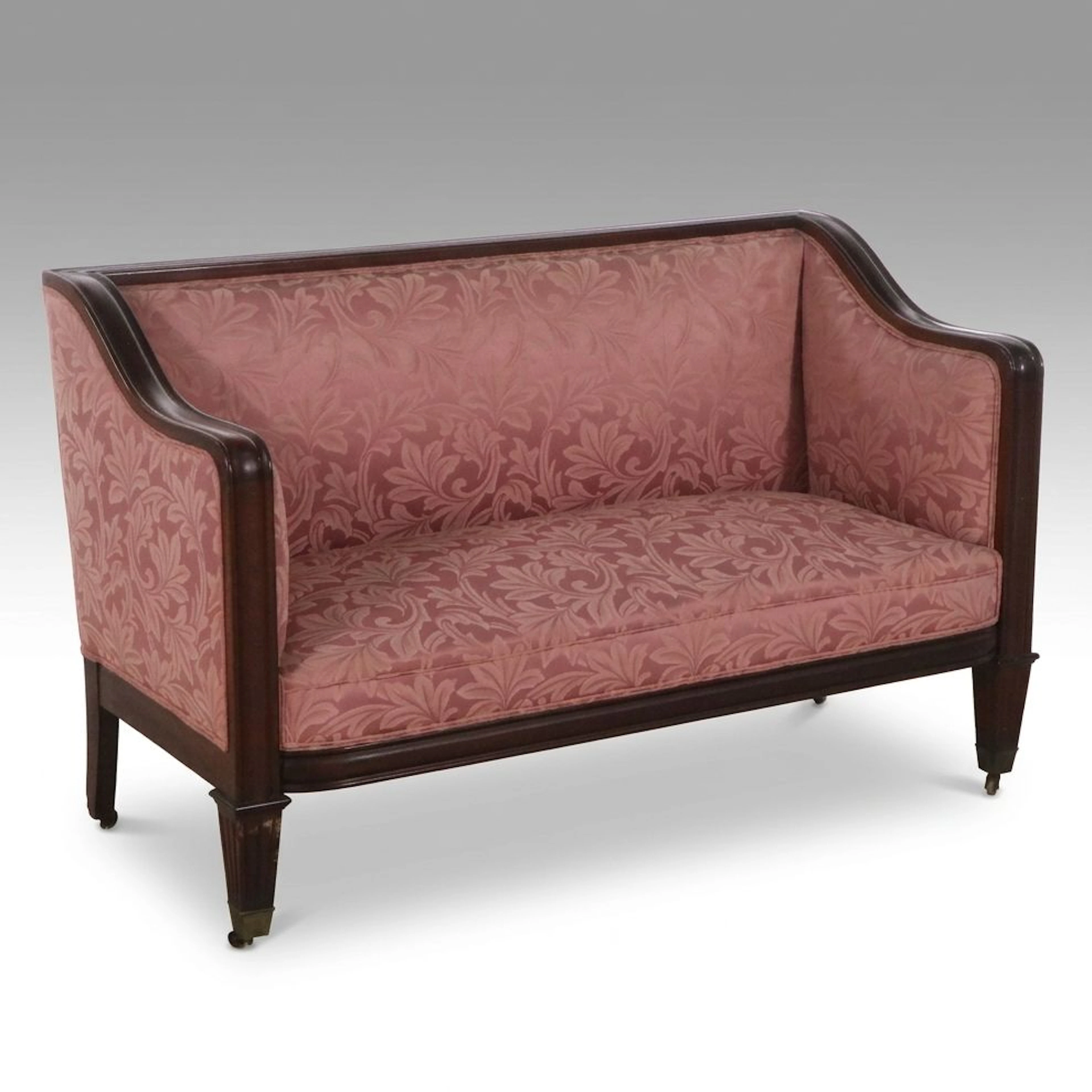Edwardian Mahogany and Custom-Upholstered Settee, Early 20th Century