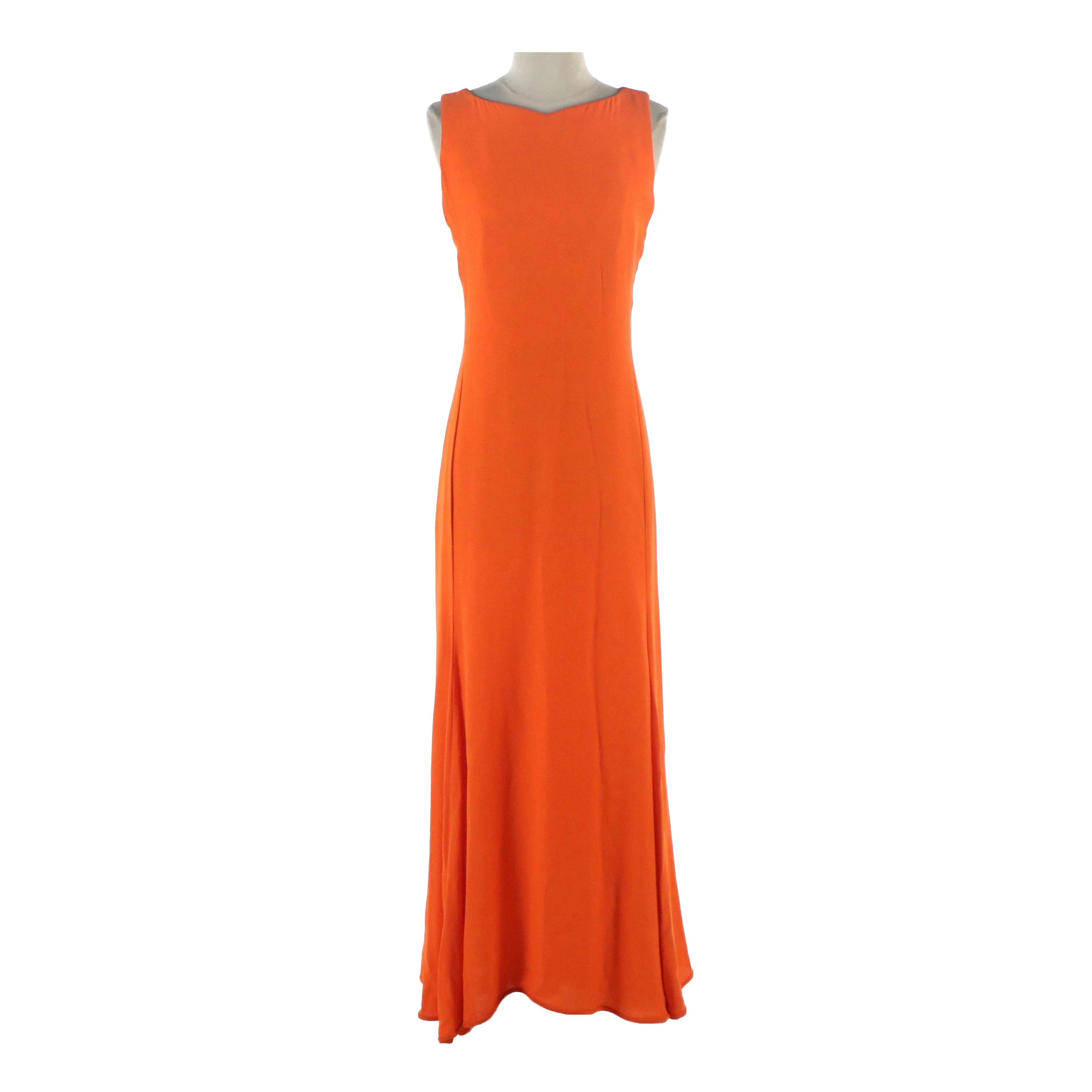 Gianni Versace Orange Silk Sleeveless Evening Dress