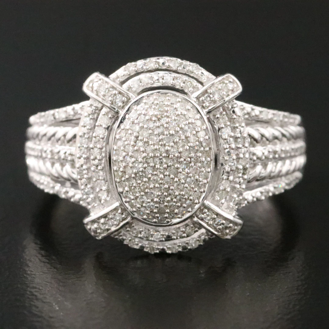 14K Pavé Diamond Cluster Ring