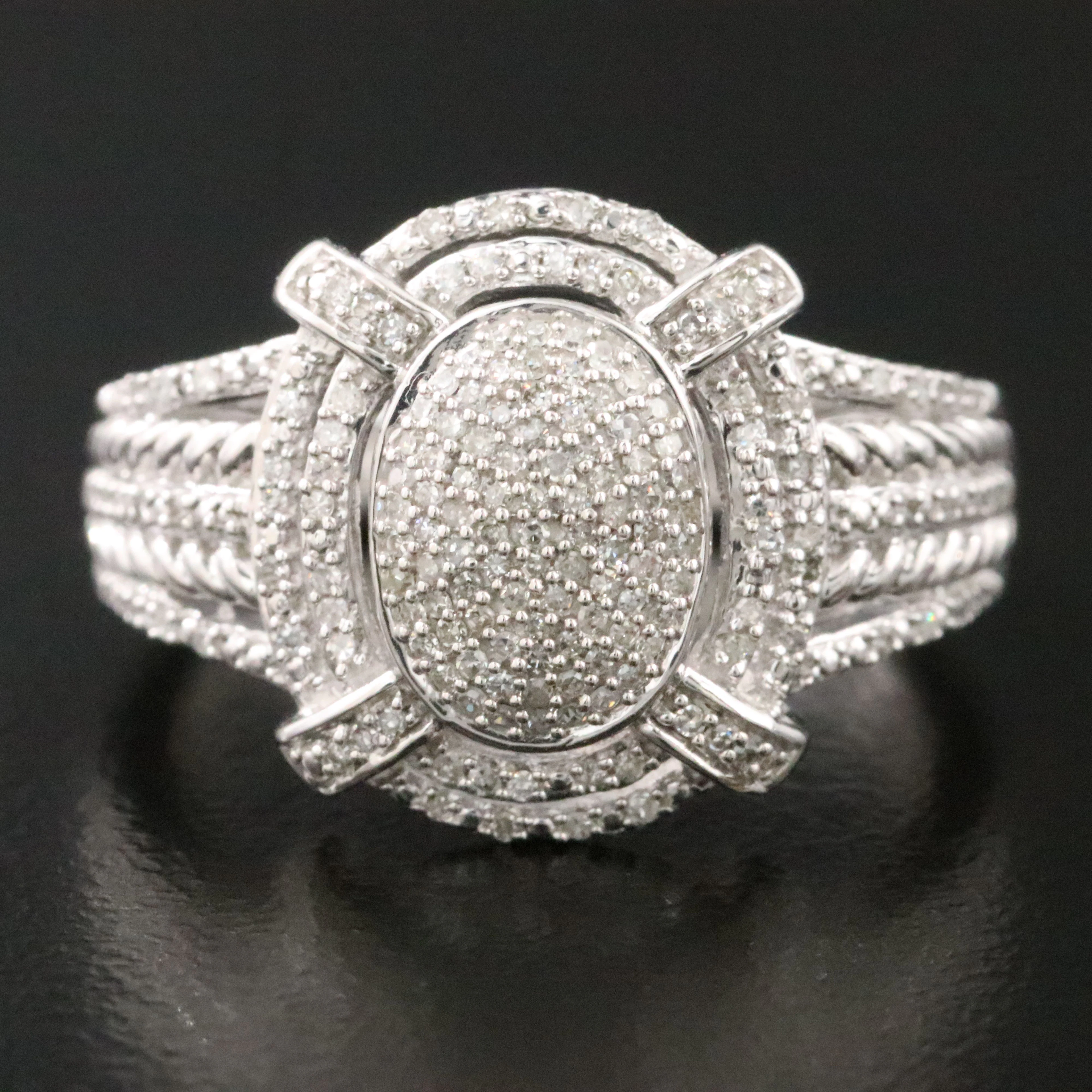 14K Pavé Diamond Cluster Ring