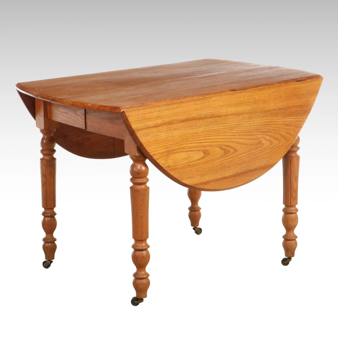 Colonial Revival Wooden Drop Leaf Table, 20th Century