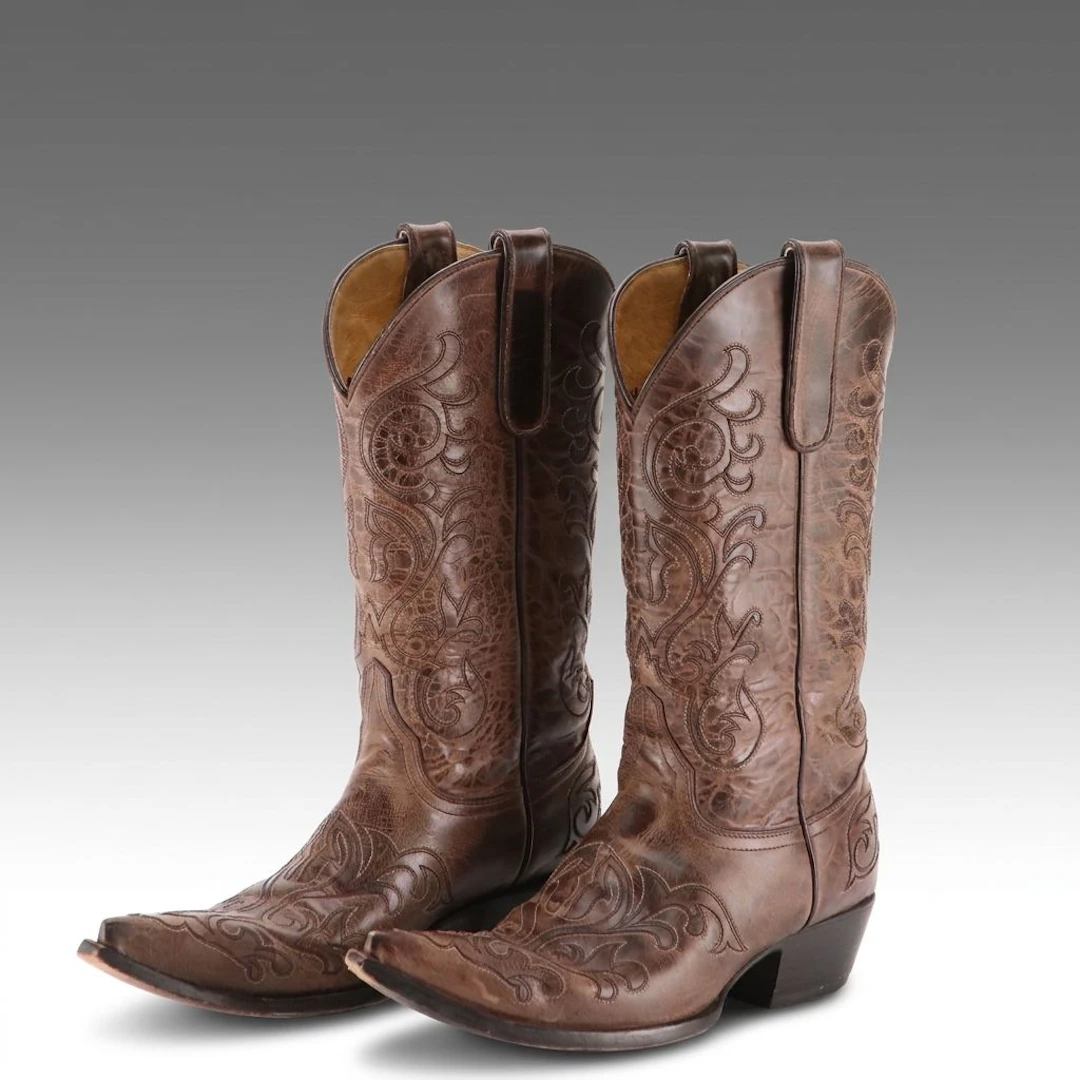 Yipee Kiyay by Old Gringo Cowboy Boots in Embroidered Brown Leather