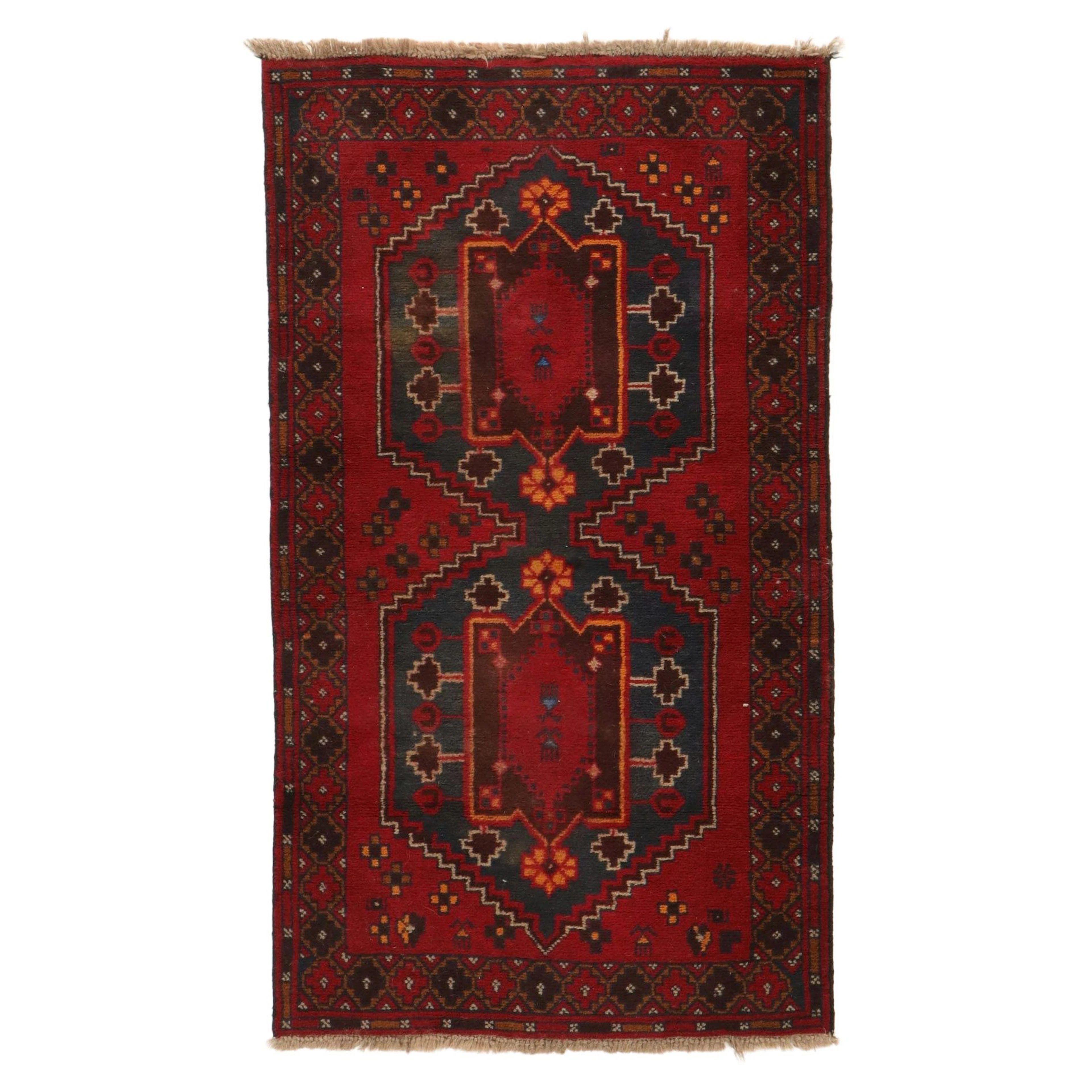 3'8 x 6'6 Hand-Knotted Afghan Baluch Taimani Style Area Rug