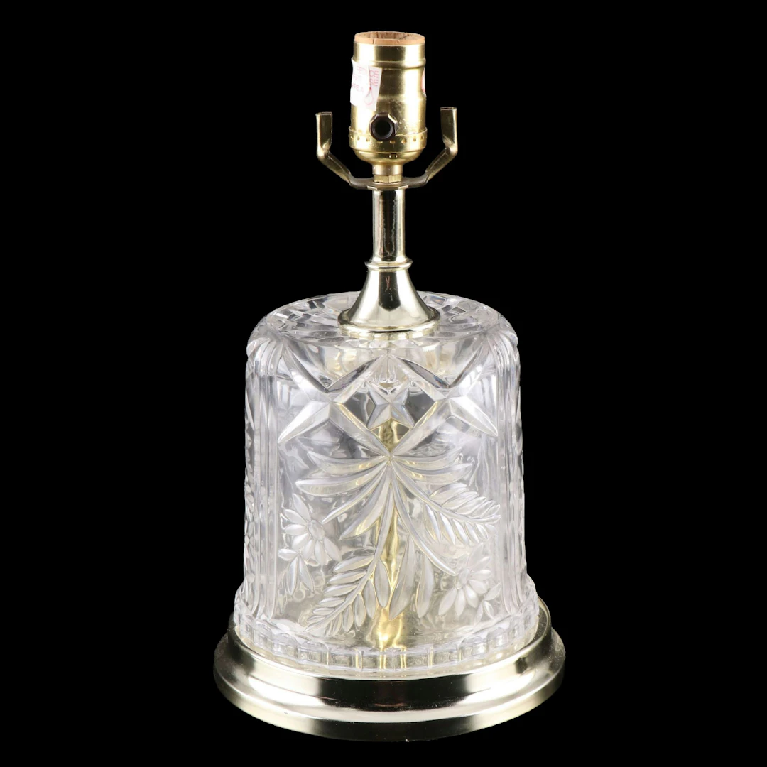 Cut Crystal and Brass Finish Table Lamp