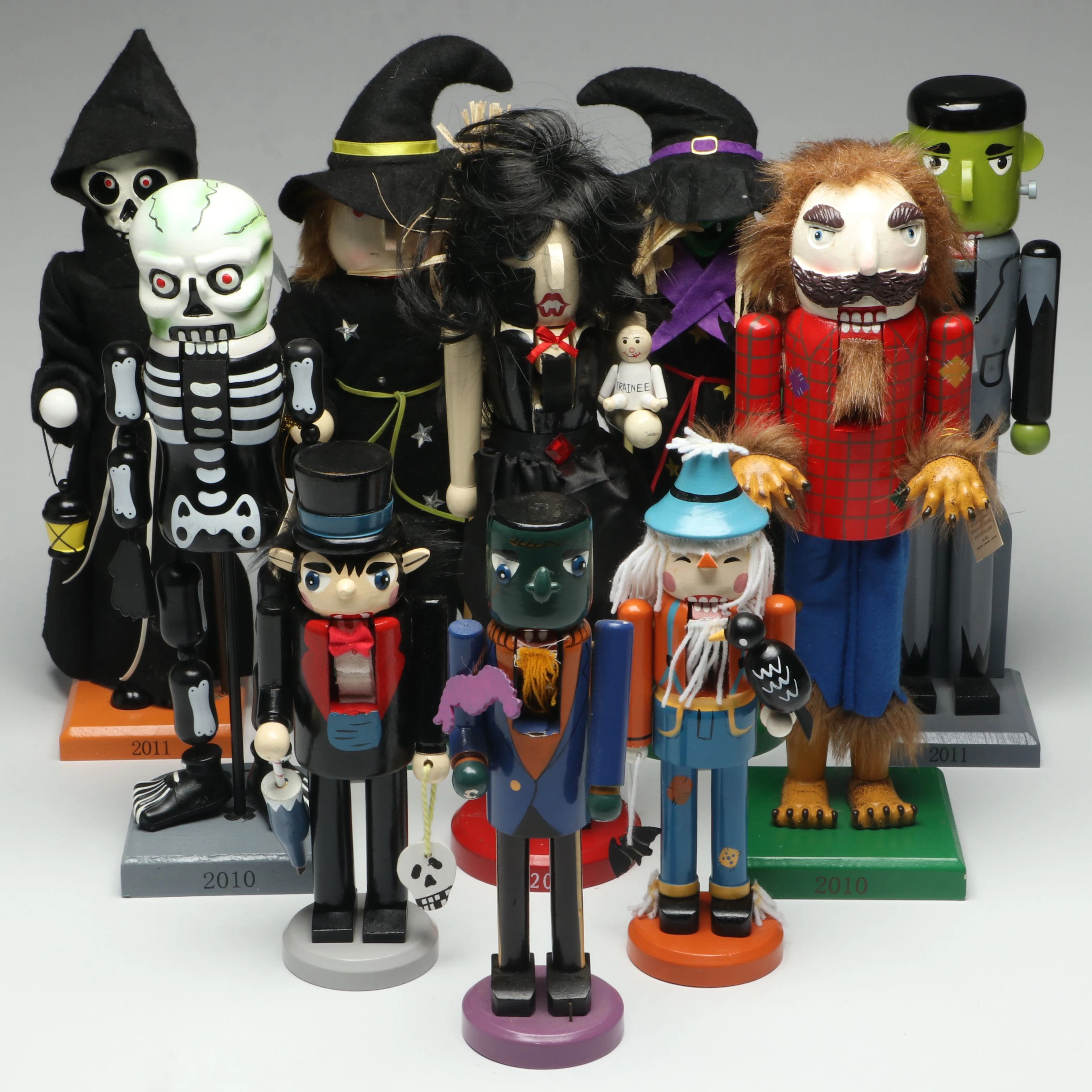 Frankenstein, Witch, Grim Reaper and More Wooden Halloween Themed Nutcrackers