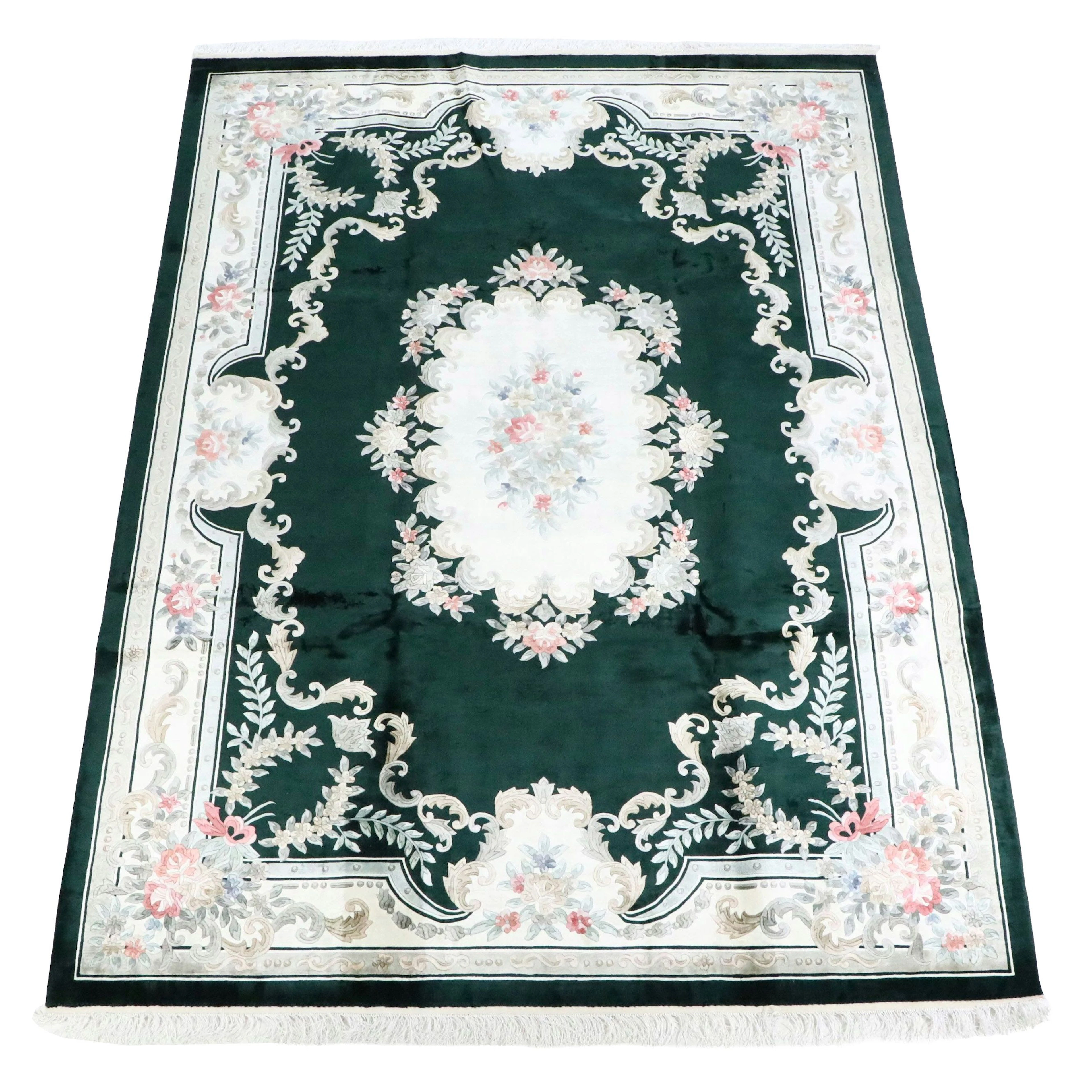8'10 x 12'5 Hand-Knotted Chinese Aubusson Style Room Sized Rug