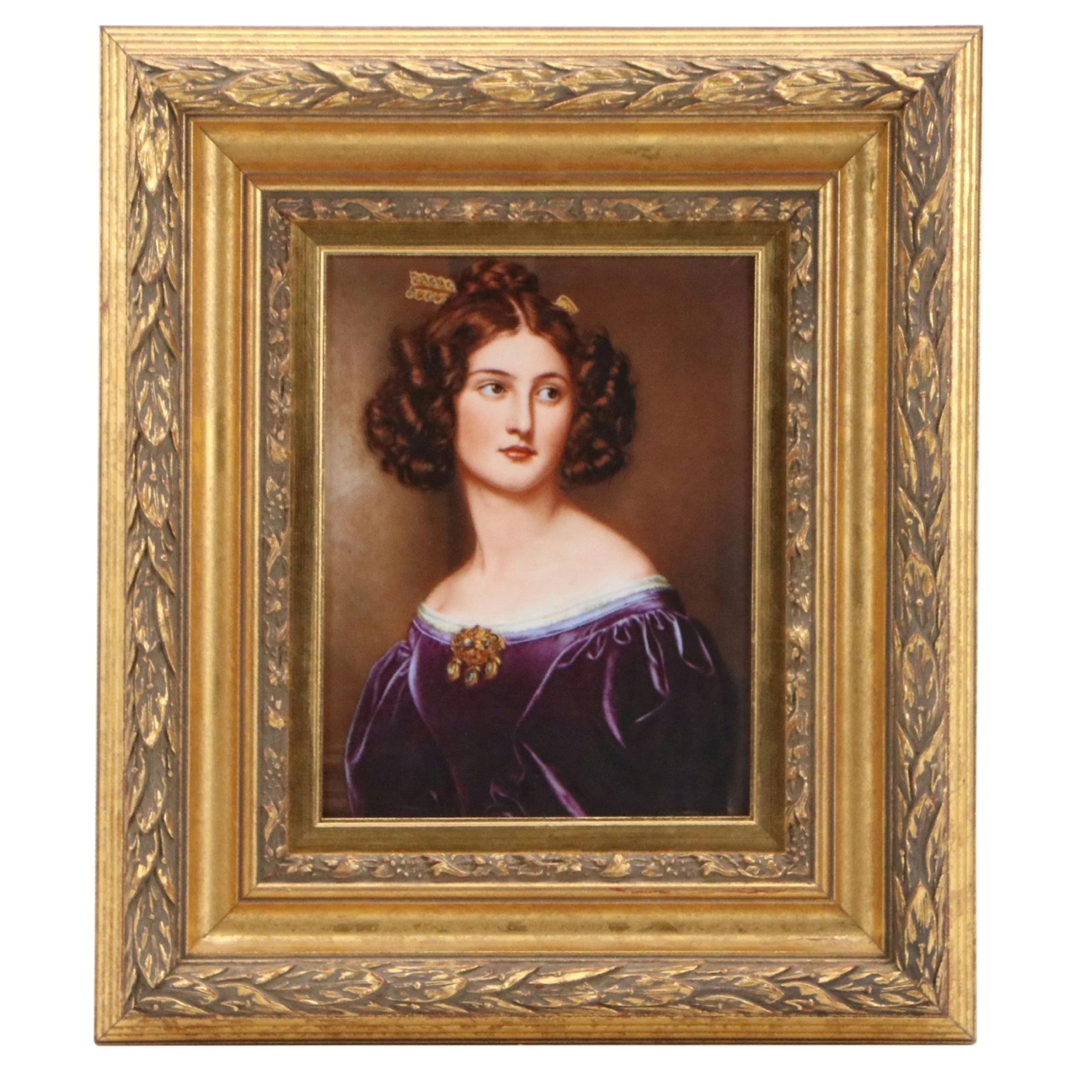 After Joseph Karl Stieler Porcelain Plaque "Nanette Kaulla," Late 20th C.