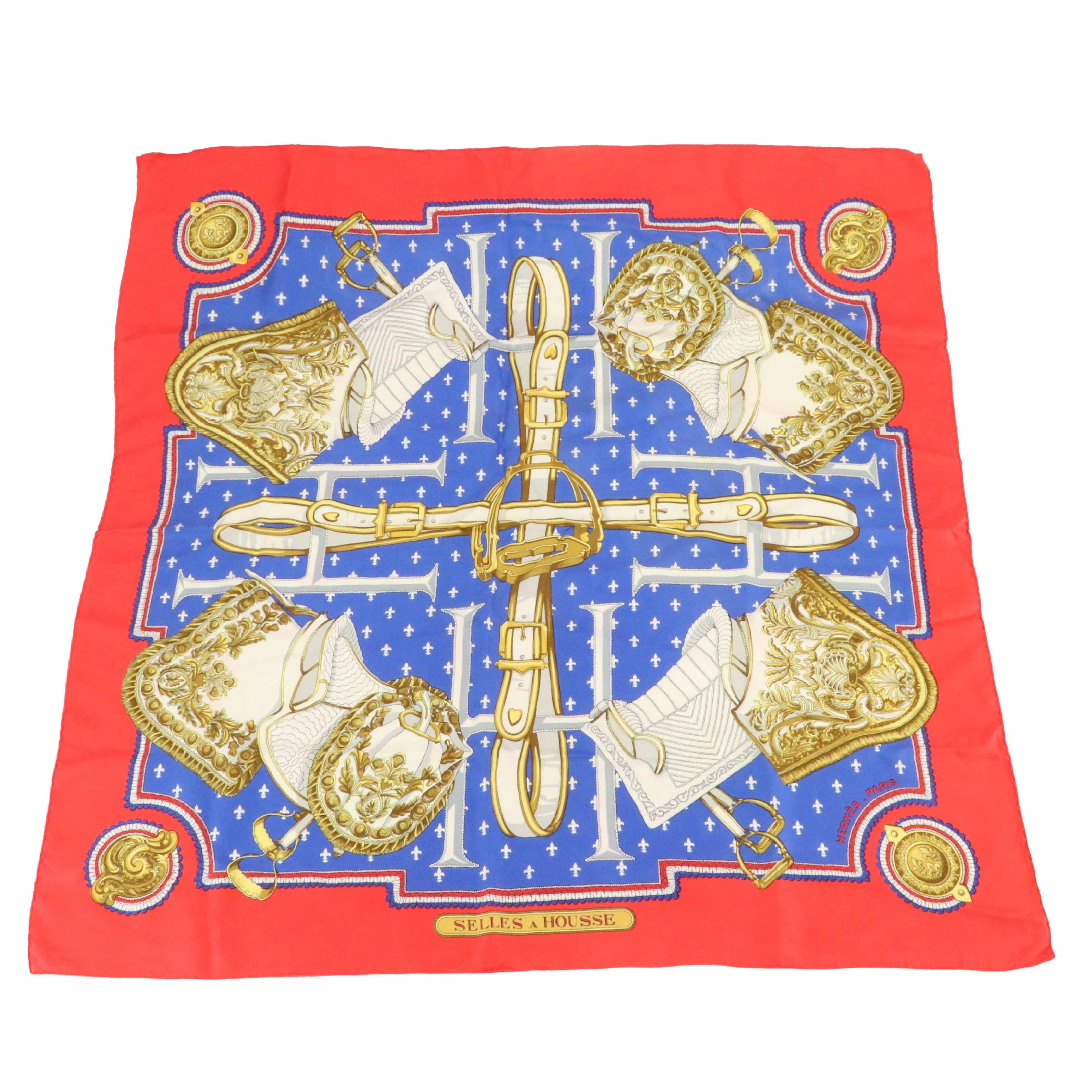 Hermès "Selles a Housse" Silk Twill Scarf 90