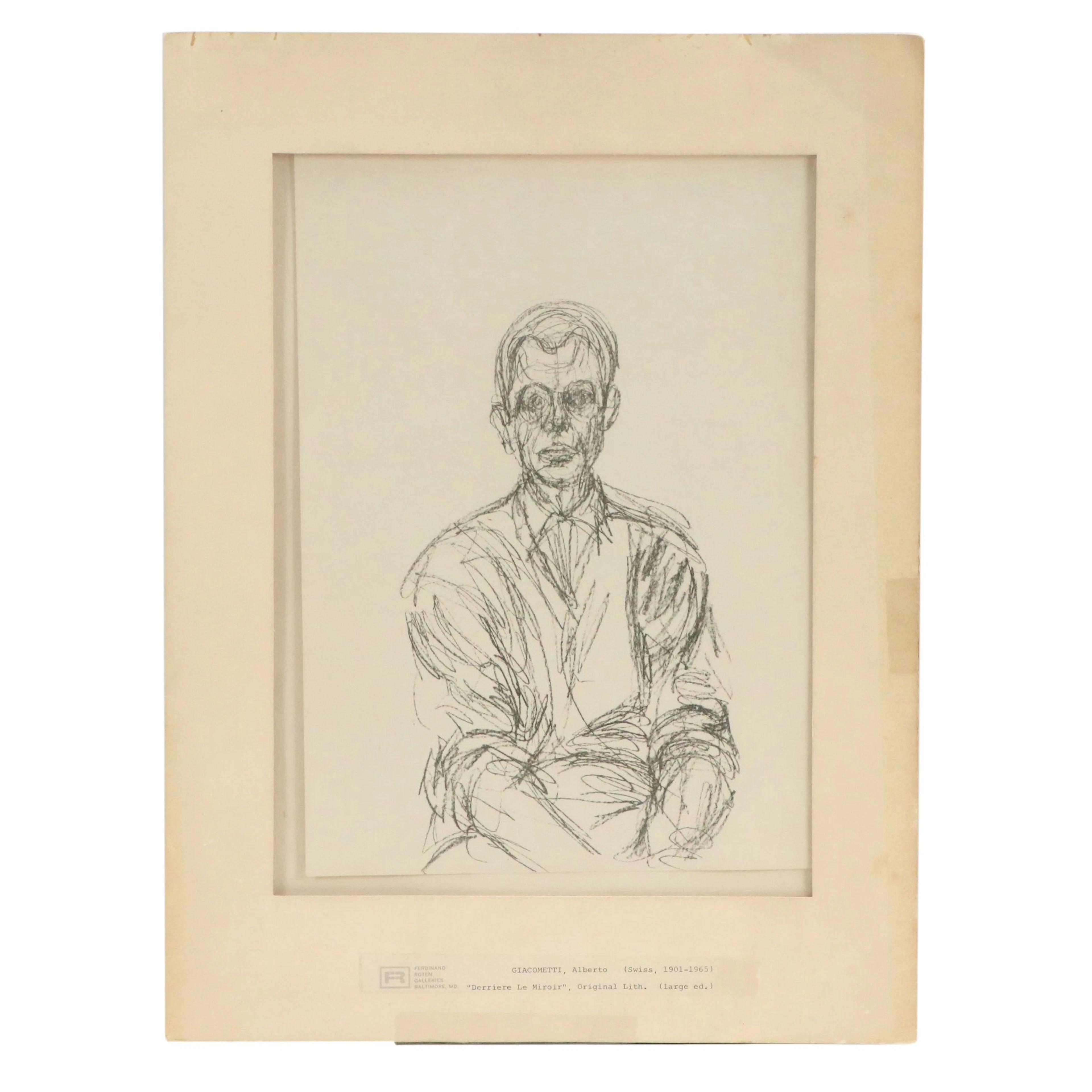 Alberto Giacometti Lithograph "Bust of a Seated Man (Jacques Dupin)," 1961
