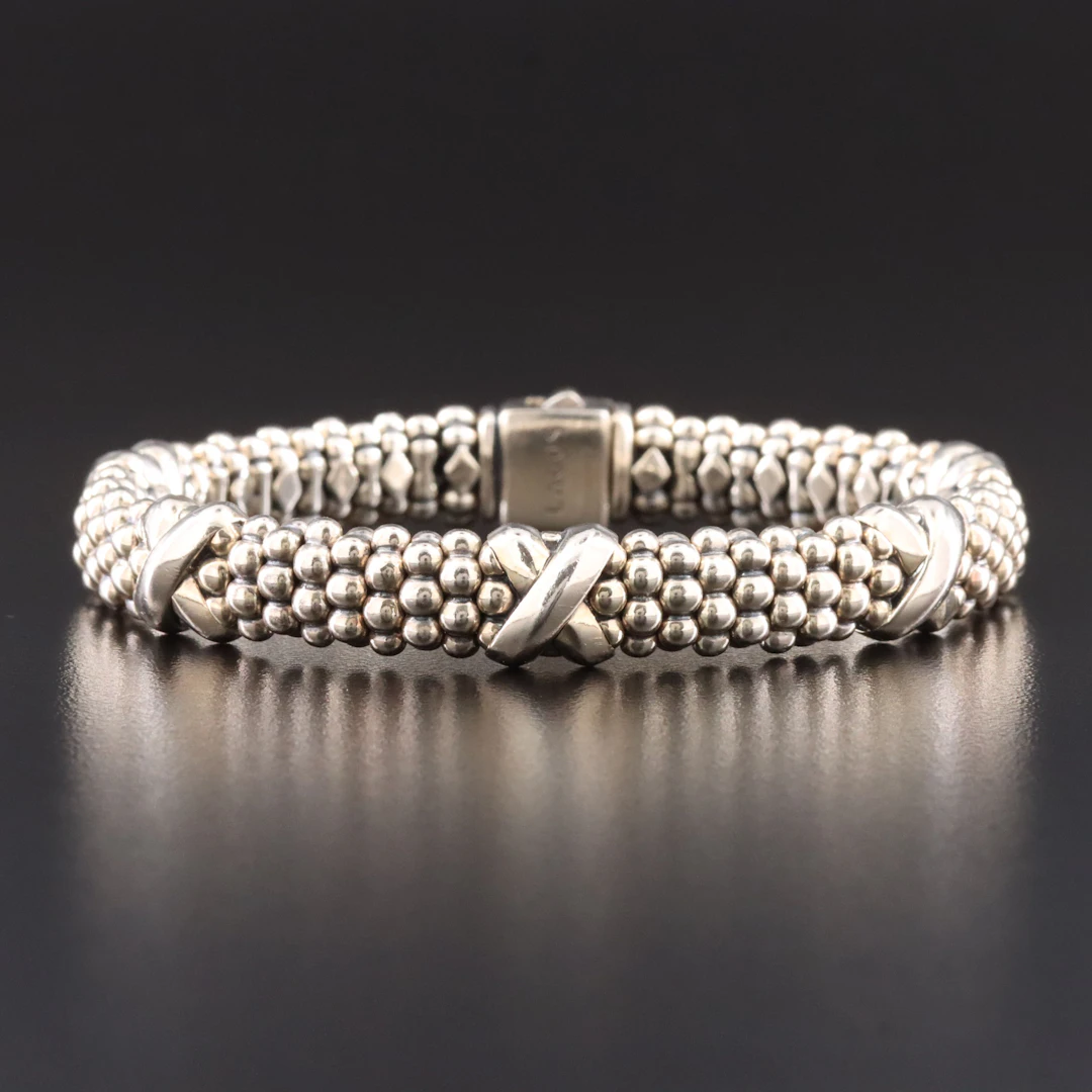 Lagos Embrace Sterling X Station Caviar Bracelet