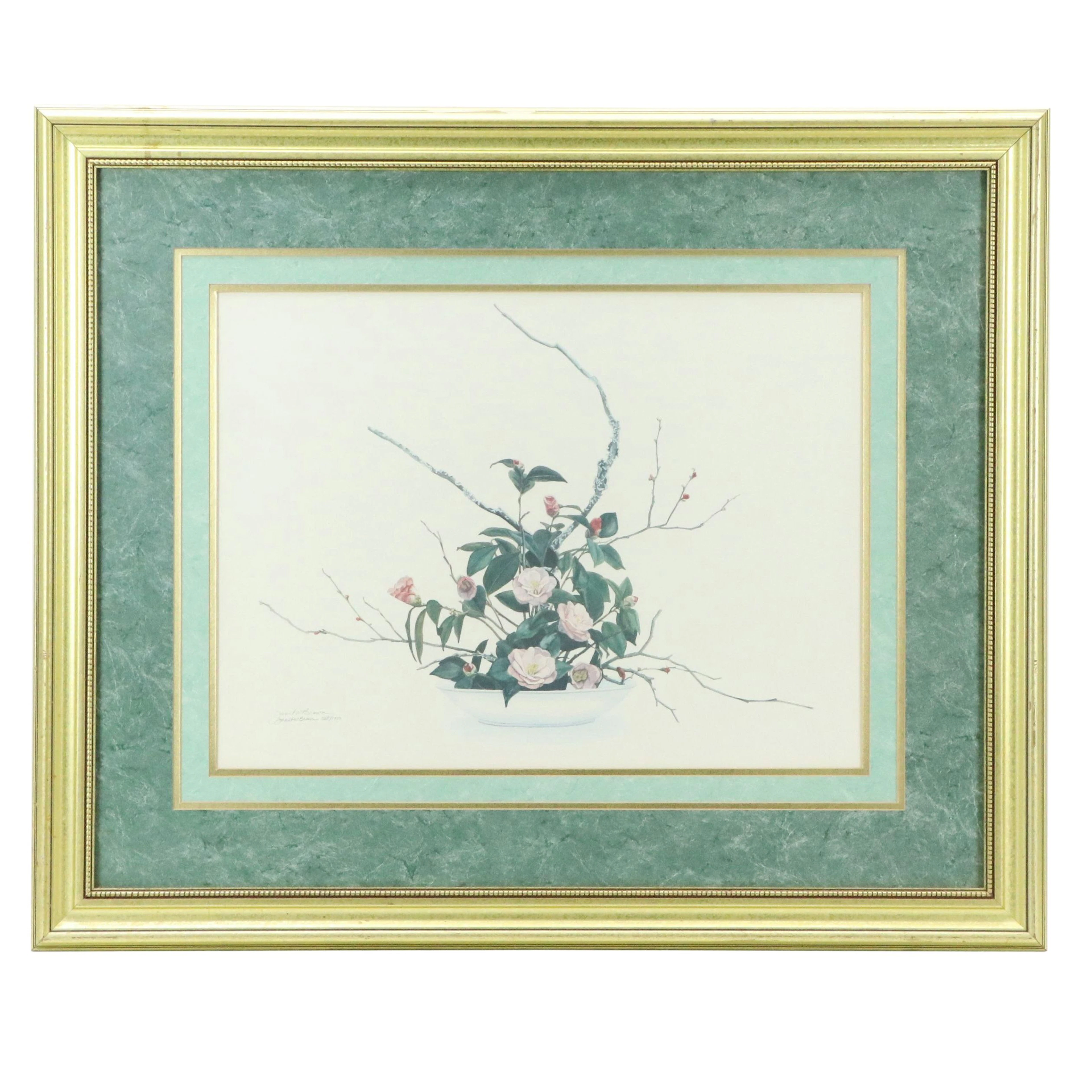 Janet W. Brown Offset Lithograph of Ikebana Floral Arrangement