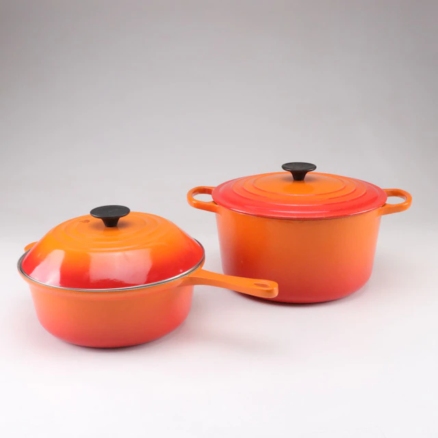 Le Creuset "Flame" Enameled Cast Iron Round Dutch Oven and Deep Saute Pan