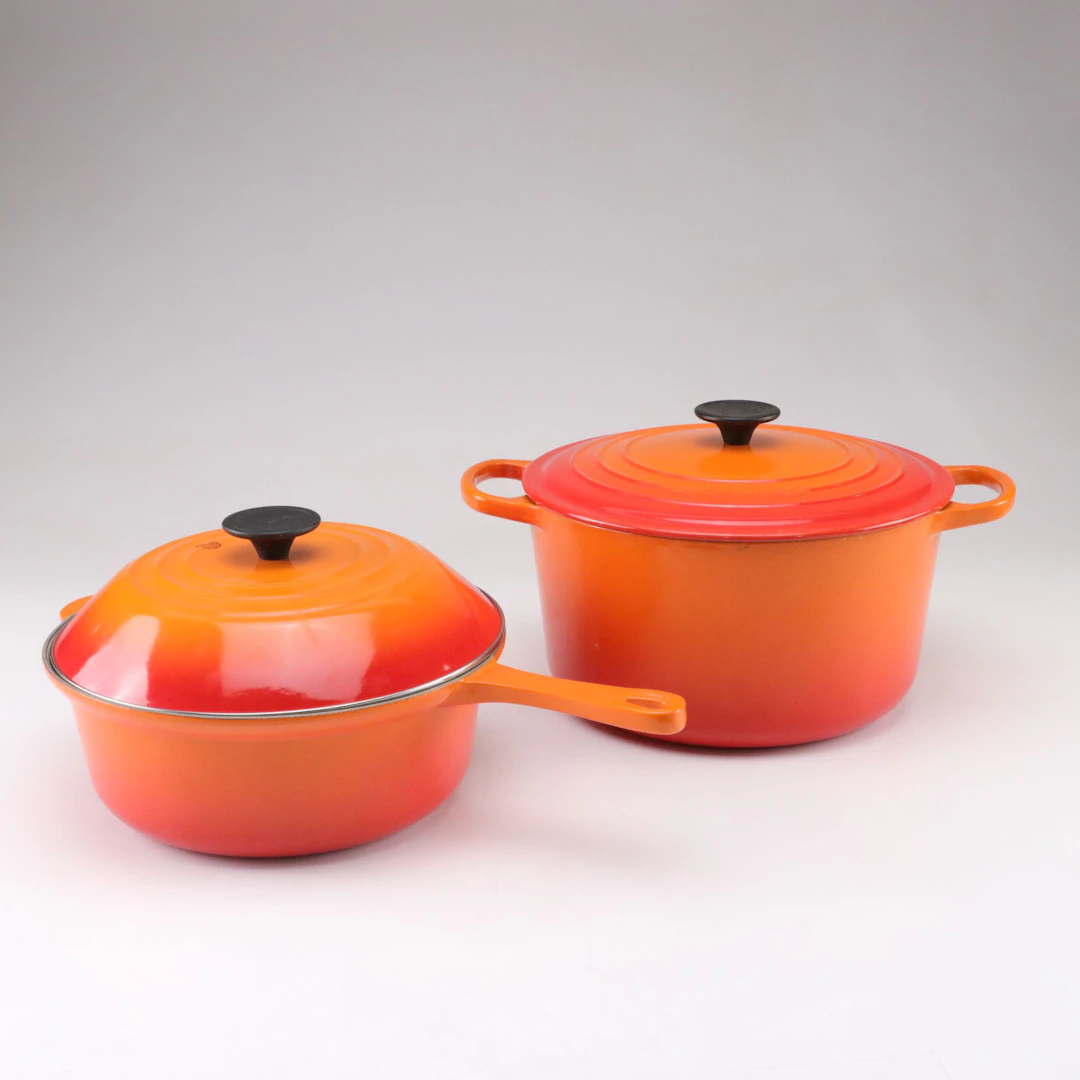 Le Creuset "Flame" Enameled Cast Iron Round Dutch Oven and Deep Saute Pan