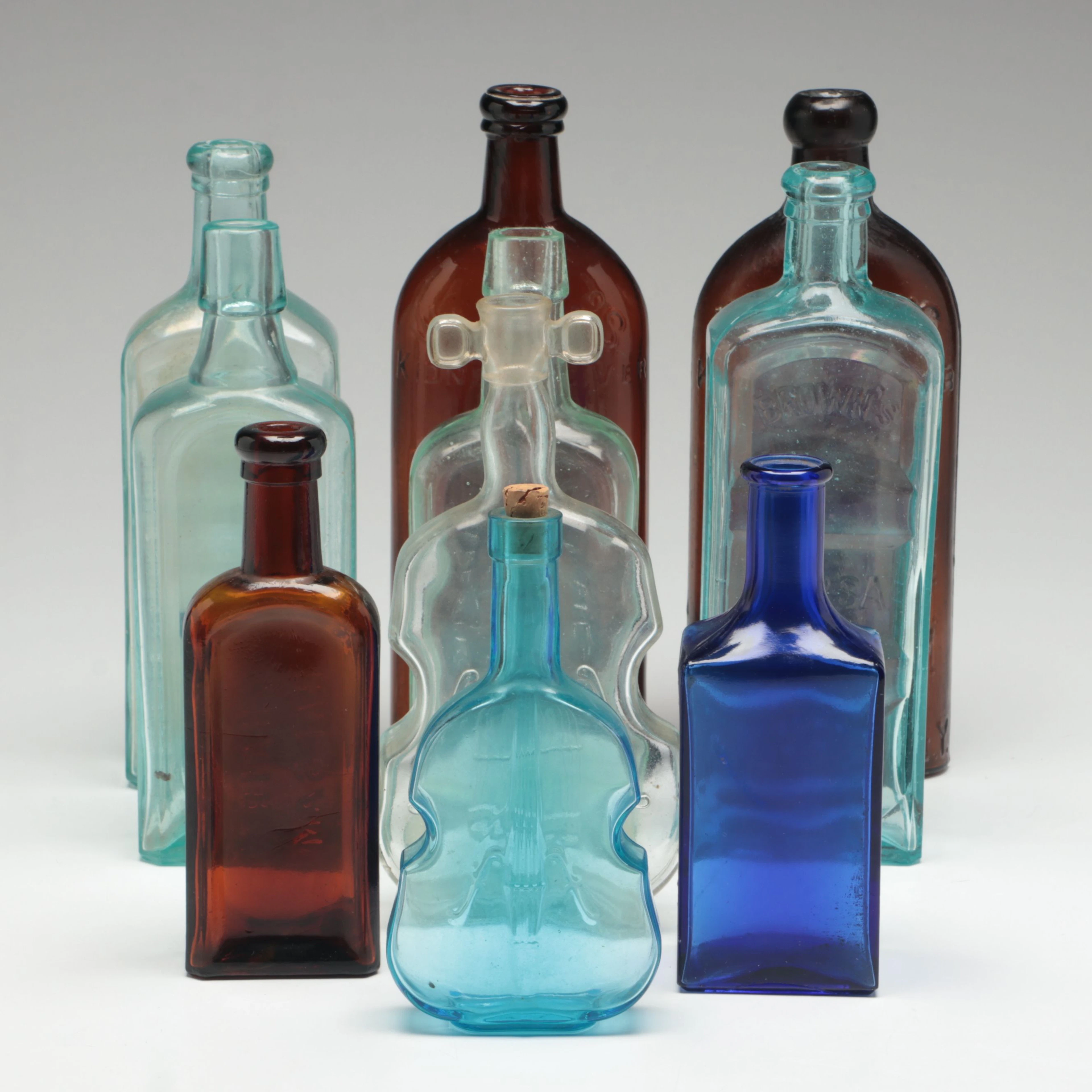 Hall's Hair Renewer and More Glass Medicine Bottles, Late 19th/20th Century