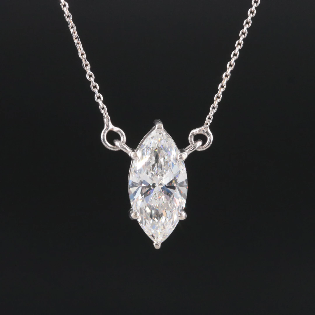 14K 2.04 CT Lab Grown Diamond Pendant Necklace with IGI Report