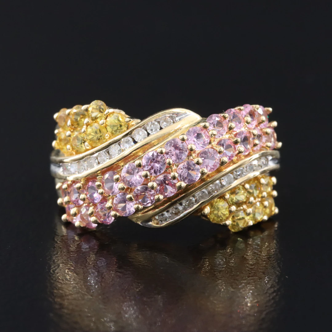 14K Diamond and Sapphire Ring
